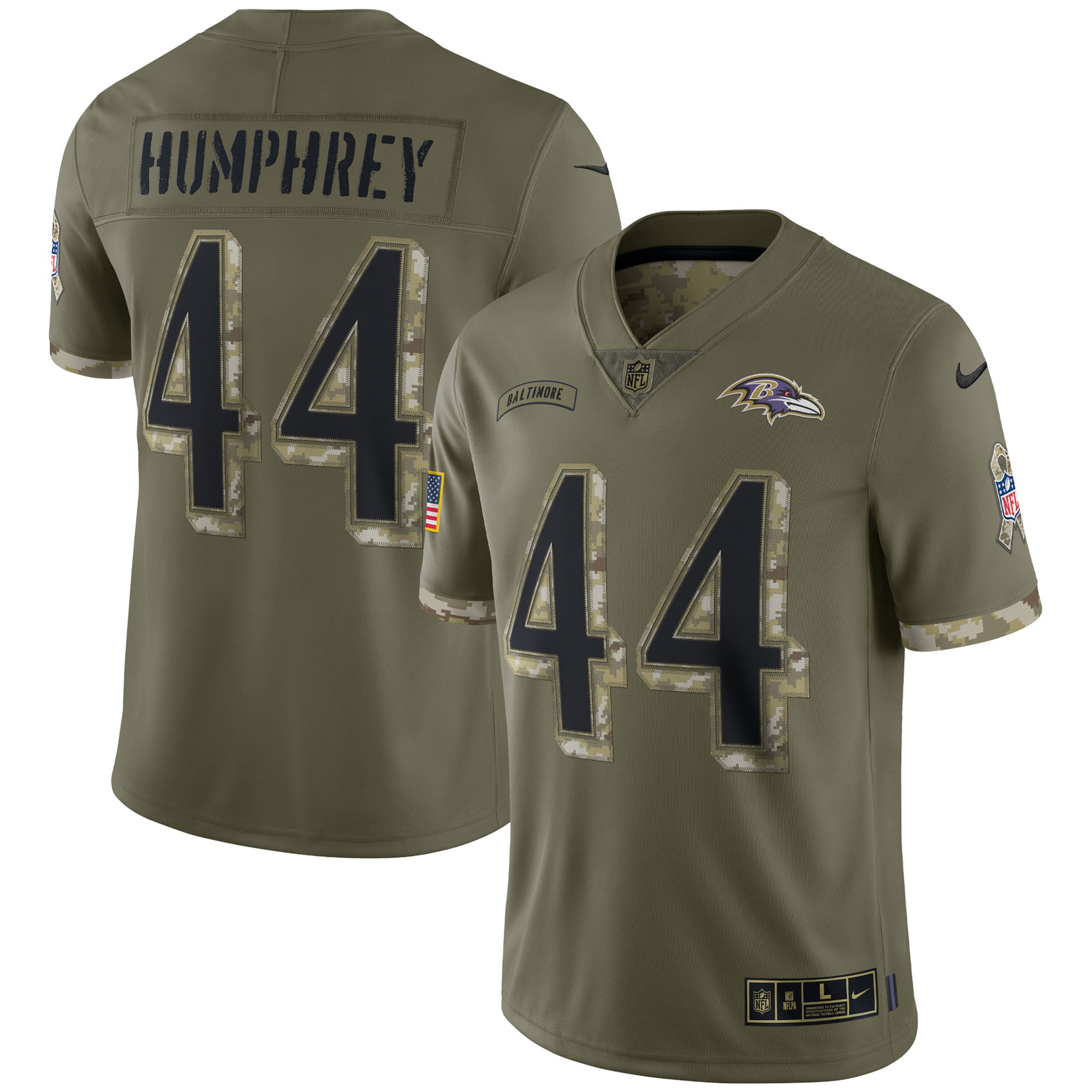 Marlon Humphrey Baltimore Ravens Nike 2022 Salute To Service Limited Jersey   Olive