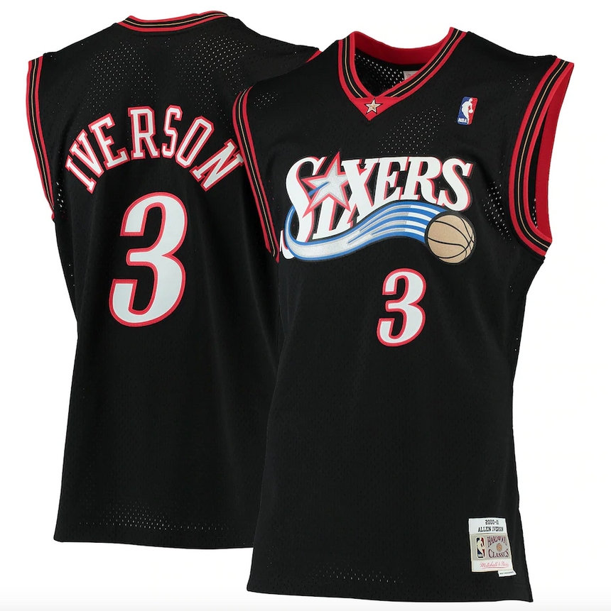Men's Allen Iverson Philadelphia 76ers 2000-2001 Swingman Replica Jersey By Mitchell & Ness