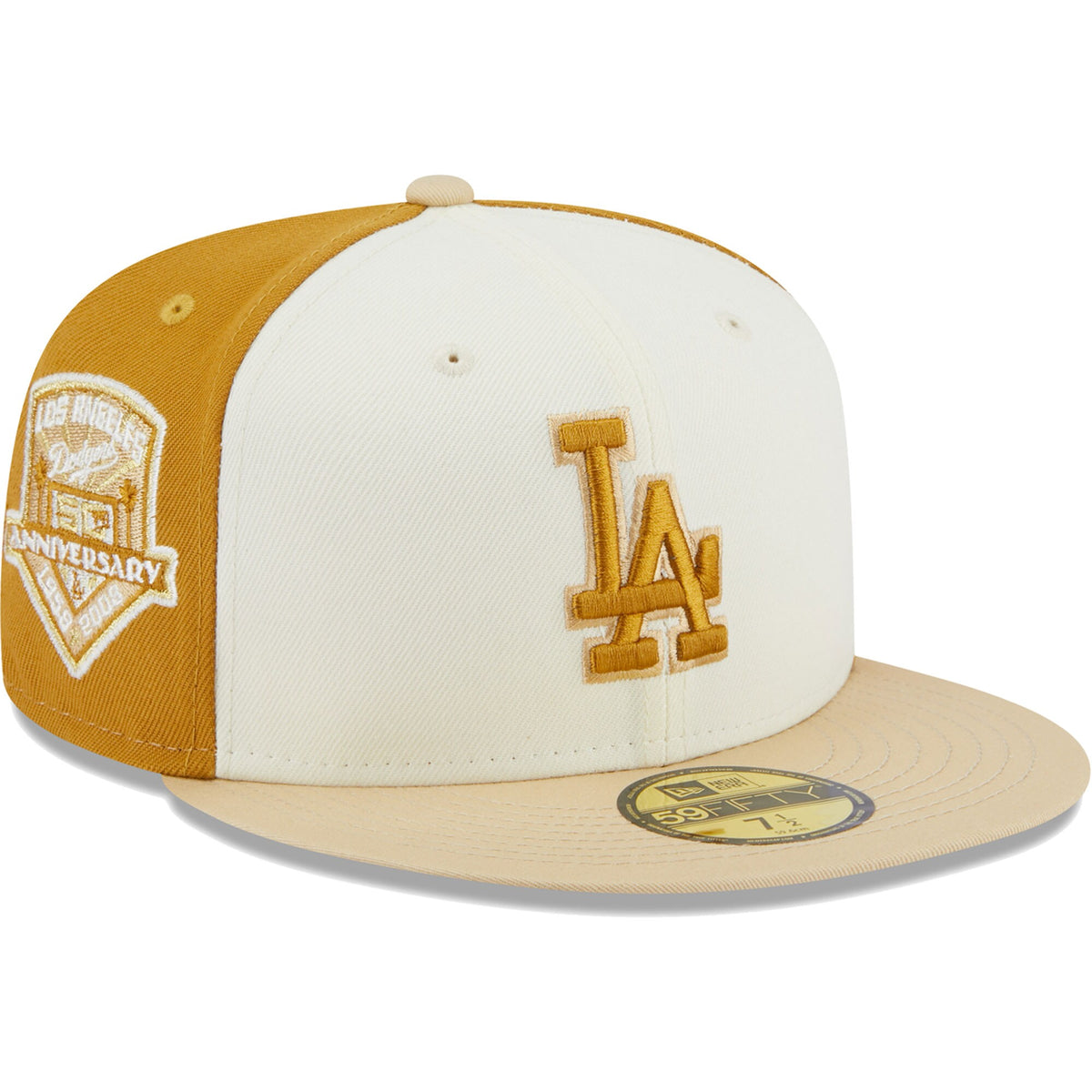 Los Angeles Dodgers New Era Chrome Anniversary 59FIFTY Fitted Hat - Cream/Gold