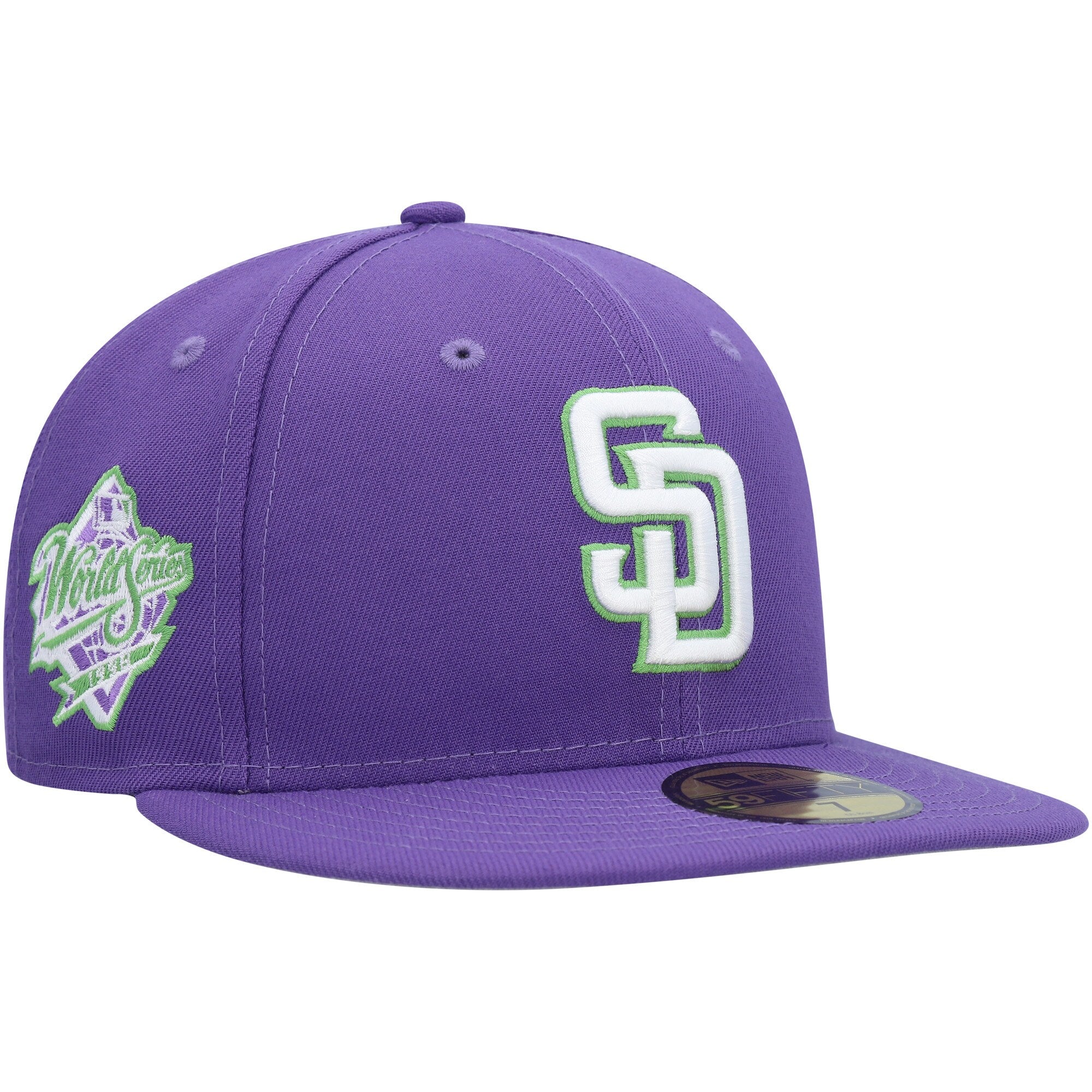 San Diego Padres New Era Lime Side Patch 59FIFTY Fitted Hat - Purple