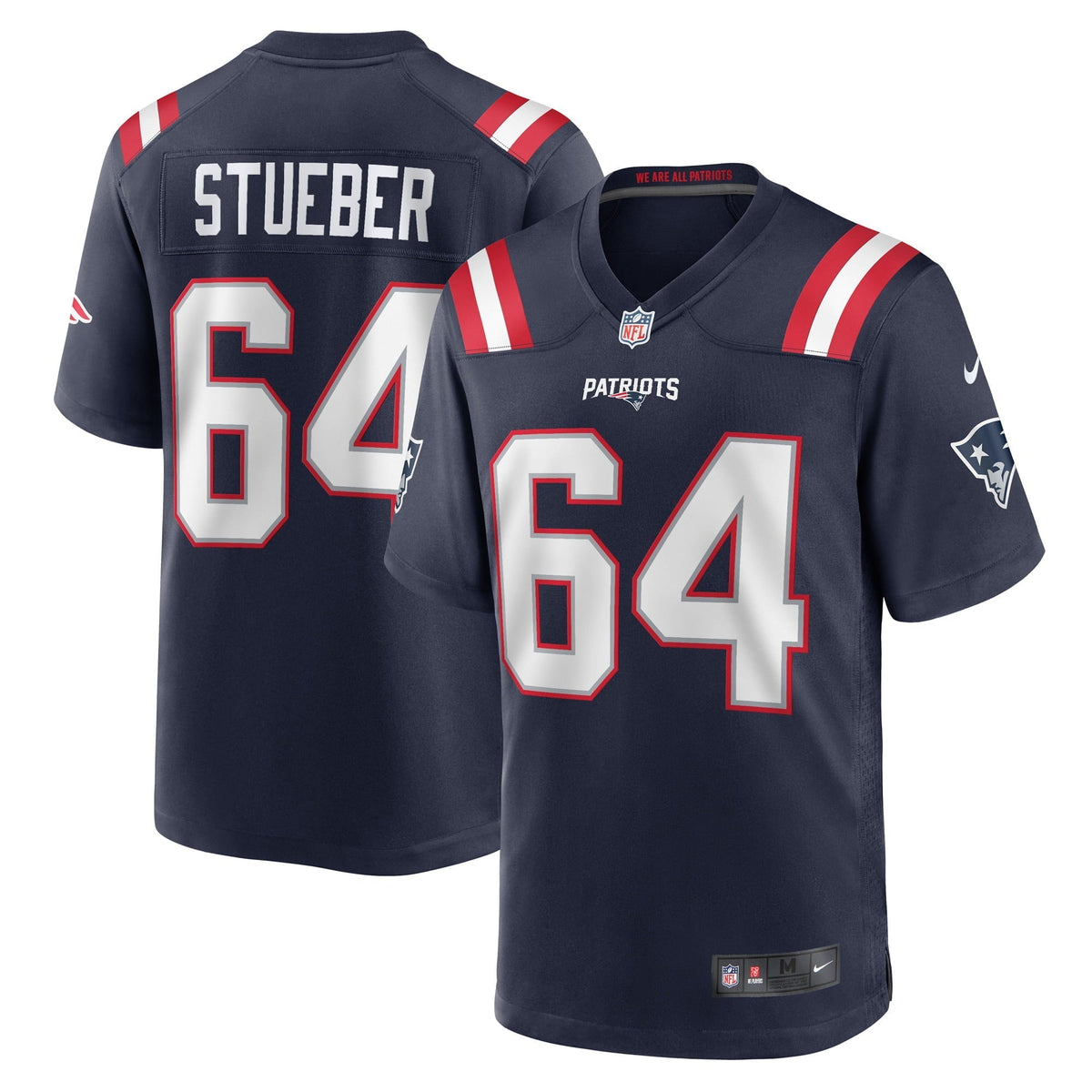 Men s Nike Andrew Stueber Navy New England Patriots Game Player Jersey