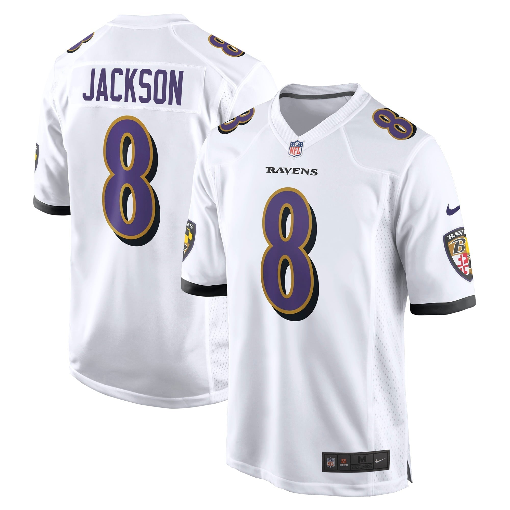 Men s Nike Lamar Jackson White Baltimore Ravens Game Jersey
