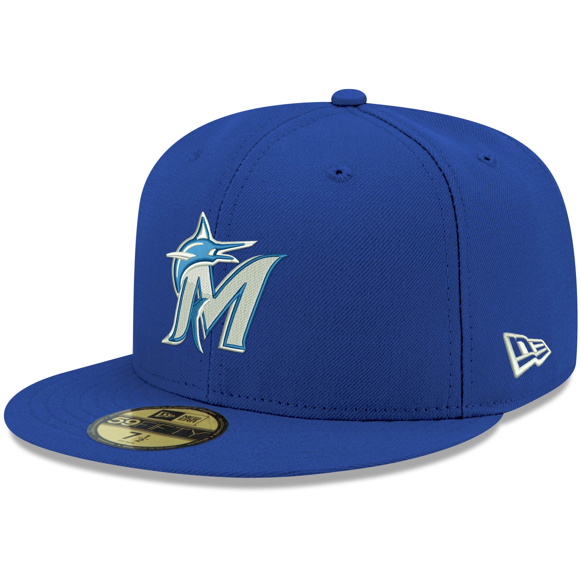 Miami Marlins New Era White Logo 59FIFTY Fitted Hat - Royal