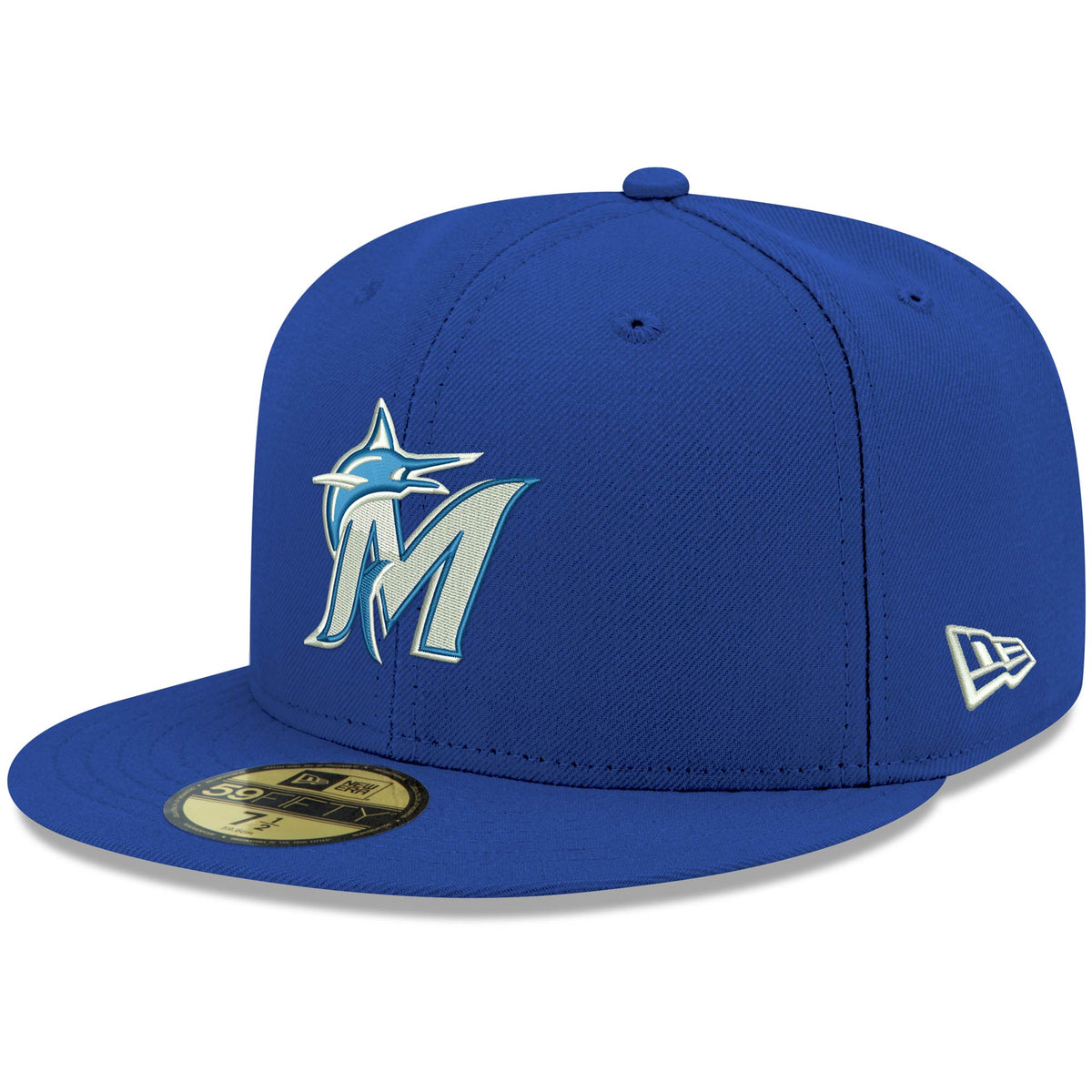 Miami Marlins New Era White Logo 59FIFTY Fitted Hat - Royal