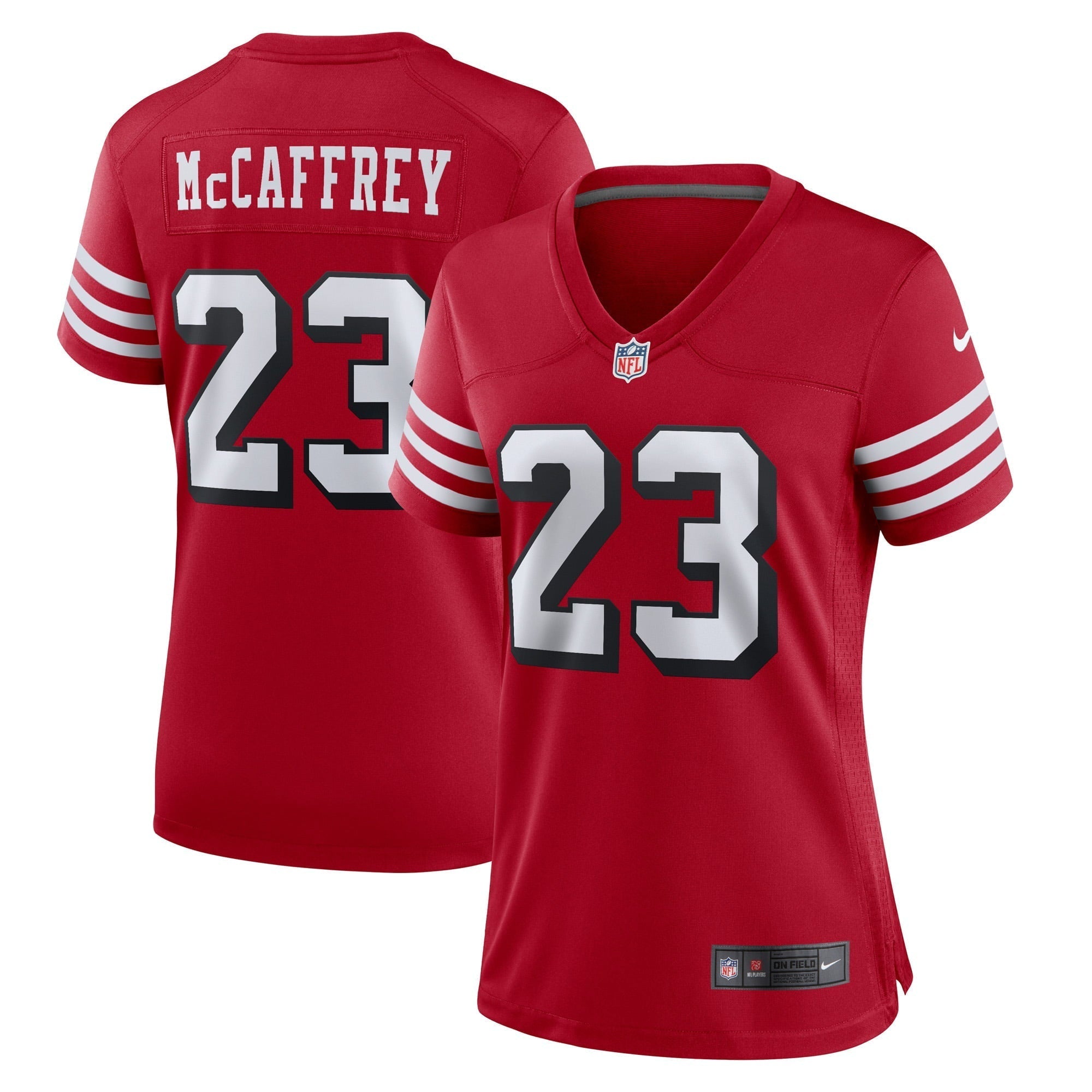 Women s Nike Christian McCaffrey Scarlet San Francisco 49ers Alternate Game Player Jersey