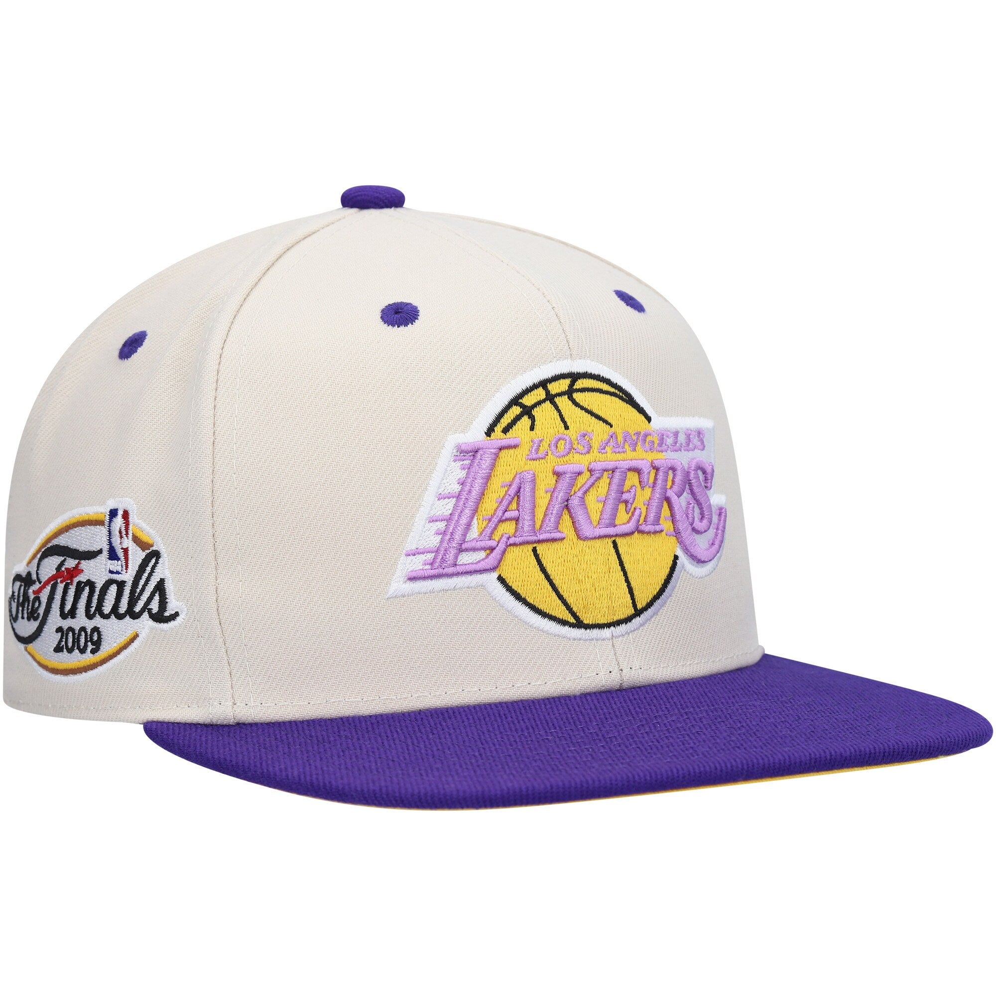 Los Angeles Lakers Mitchell & Ness 2009 NBA Finals Hardwood Classics Fitted Hat - Cream/Purple