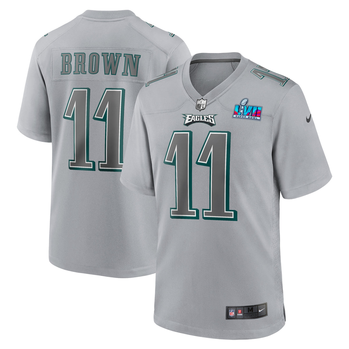 A.J. Brown Philadelphia Eagles Nike Youth Super Bowl LVII Patch Atmosphere Fashion Game Jersey   Gray