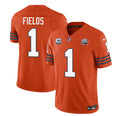 Men s Chicago Bears  Justin Fields Orange 2023 With 1-star C Patch Throwback Limited  Stitched Game Jerseys