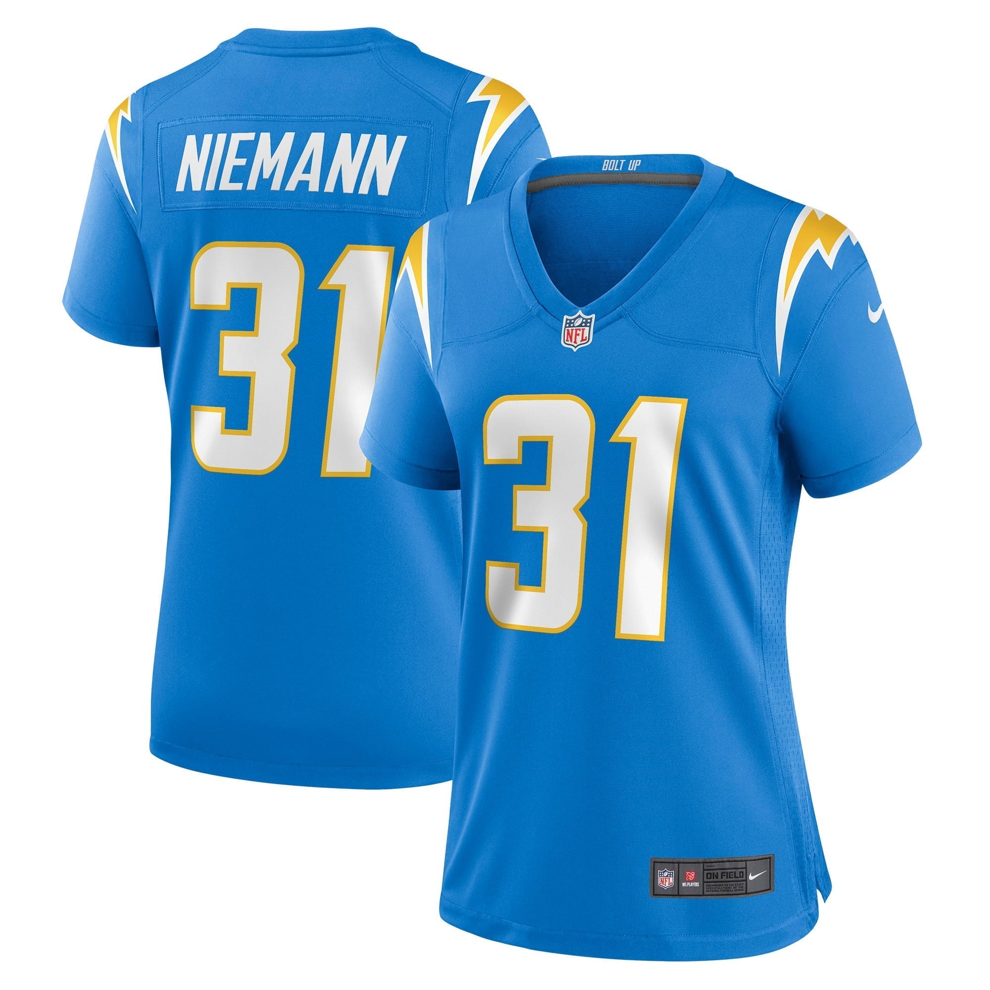 Women s Nike Nick Niemann Powder Blue Los Angeles Chargers Game Player Jersey