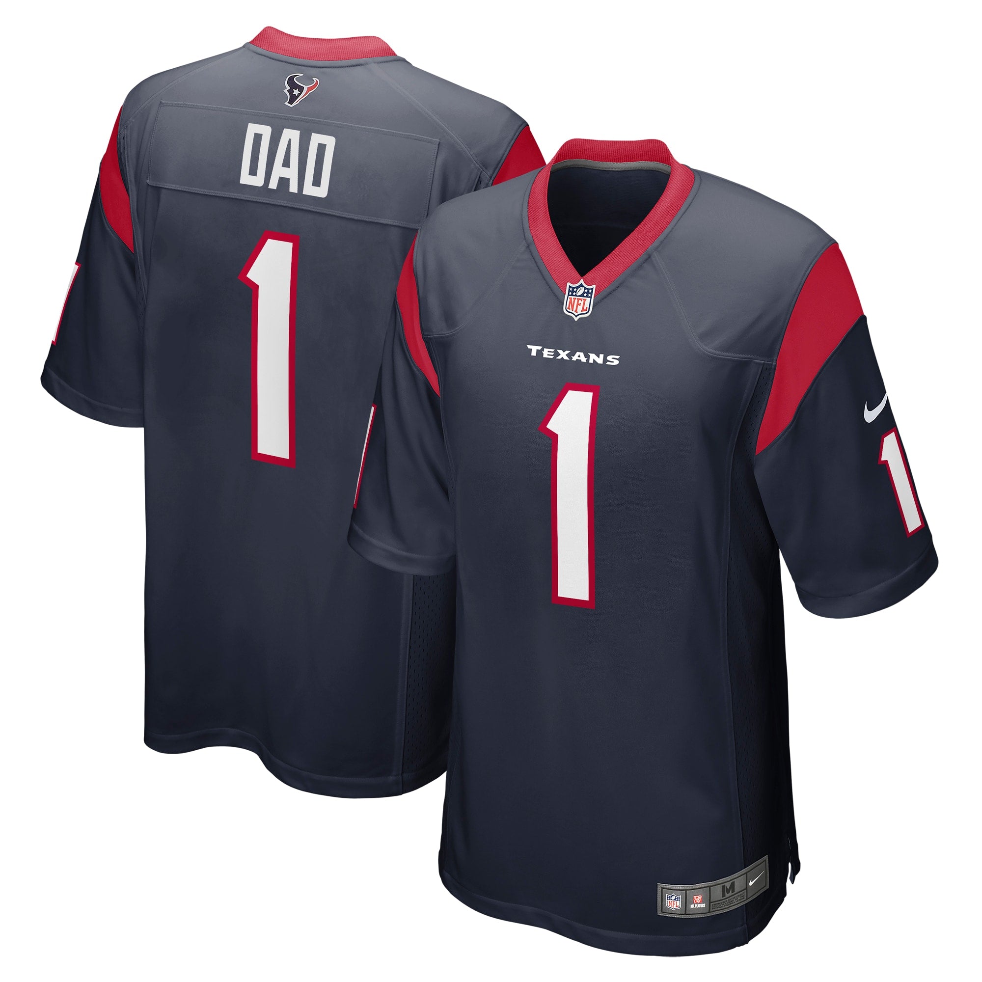 Number 1 Dad Houston Texans Nike Game Jersey   Navy