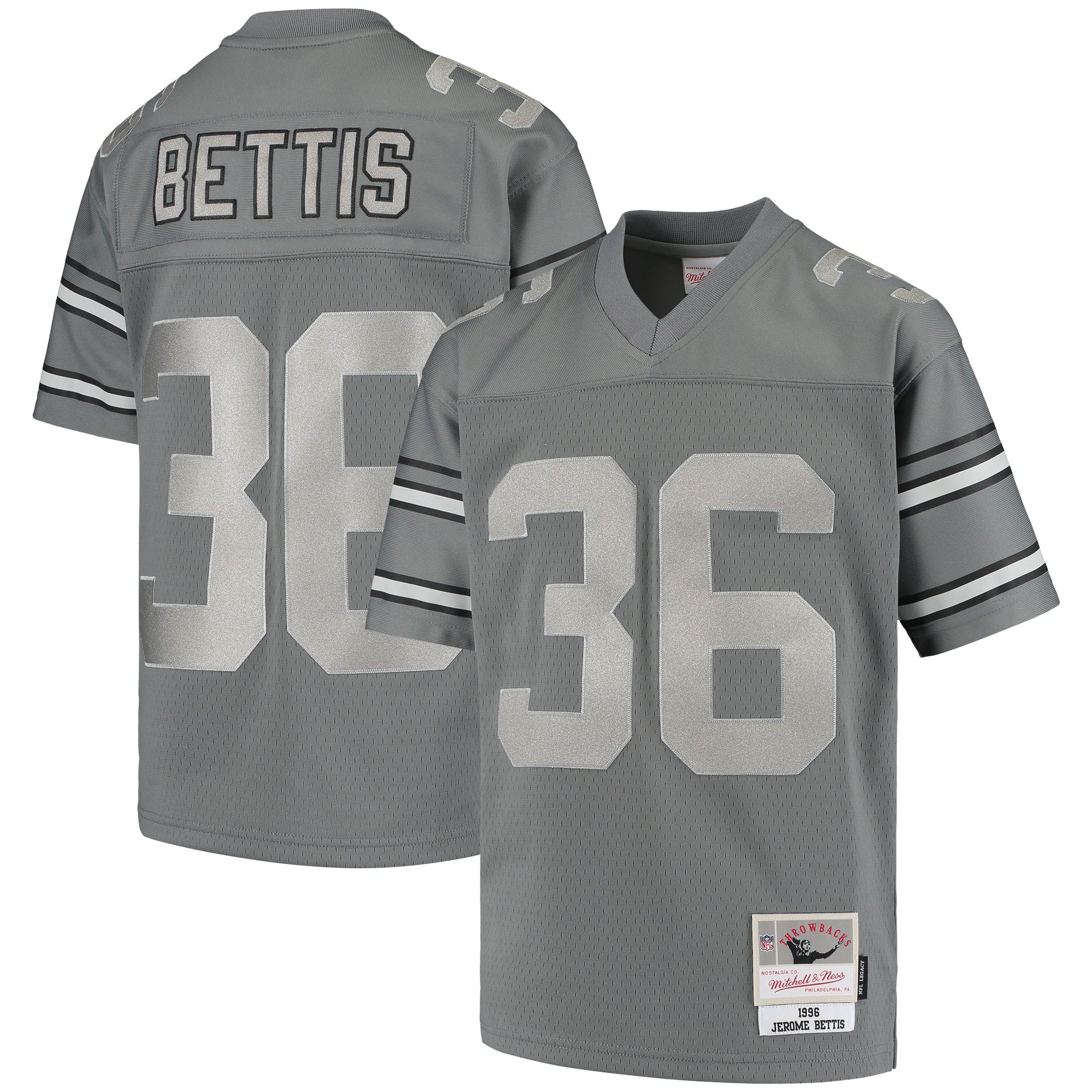 Jerome Bettis Pittsburgh Steelers Mitchell   Ness Youth 1996 Retired Player Metal Replica Jersey   Charcoal