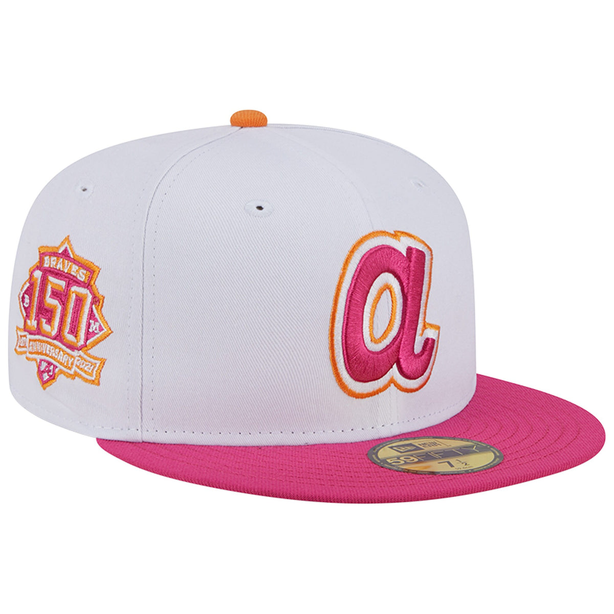 Atlanta Braves New Era 150th Team Anniversary 59FIFTY Fitted Hat - White/Pink