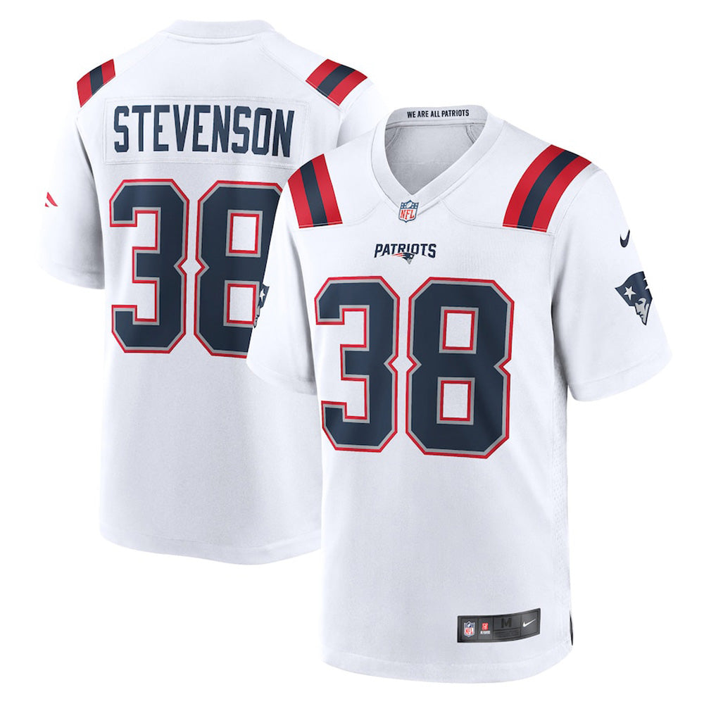 Youth New England Patriots Rhamondre Stevenson Game Jersey   White