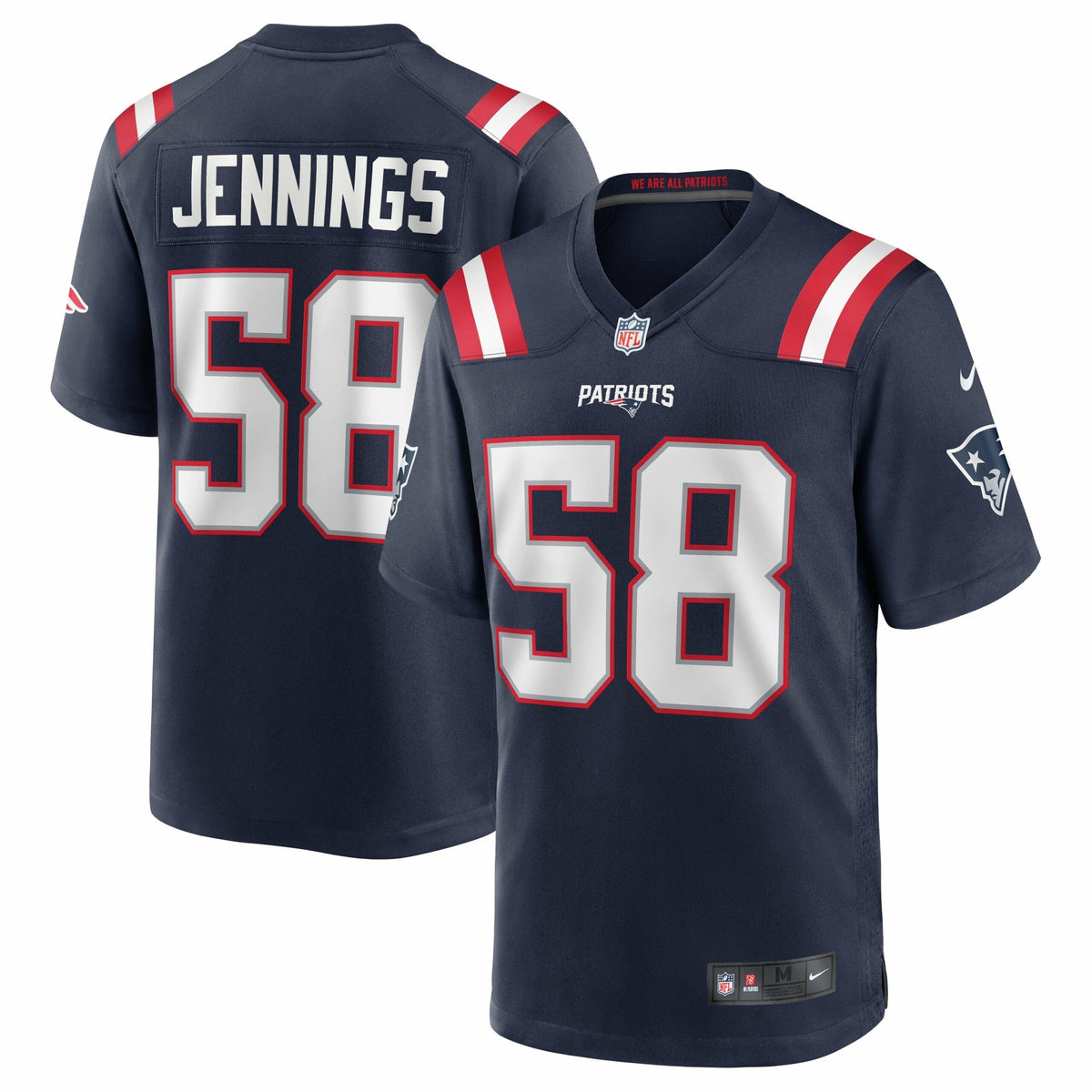 Men s Nike Anfernee Jennings Navy New England Patriots Team Game Jersey