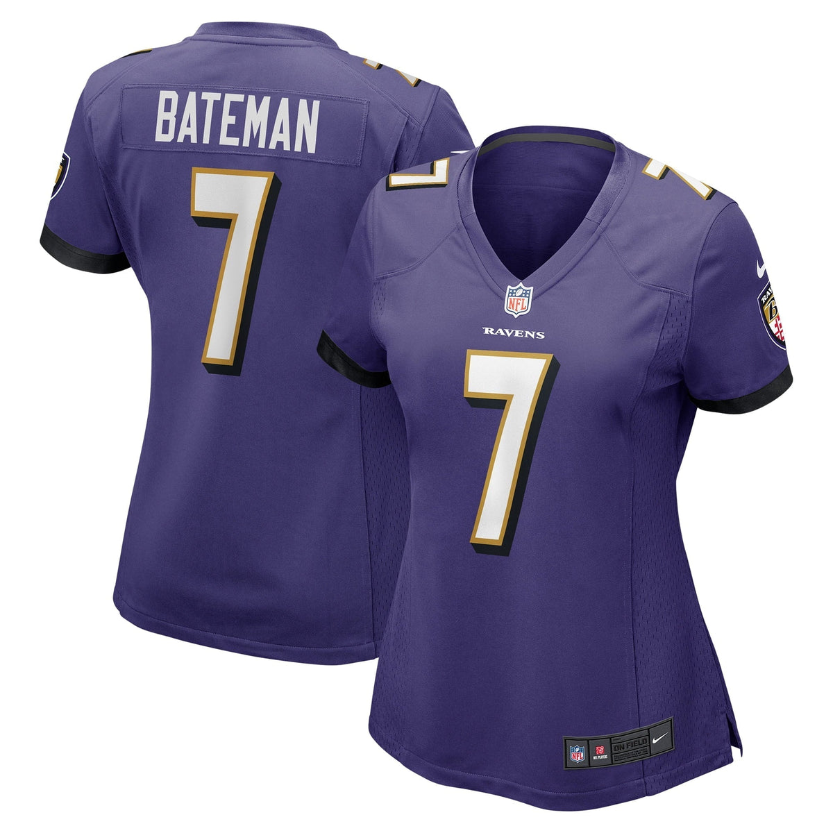 Women s Nike Rashod Bateman Purple Baltimore Ravens Game Jersey