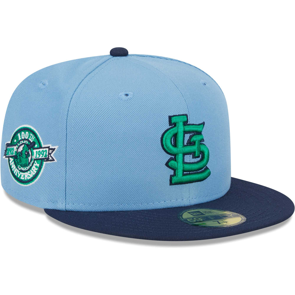 St. Louis Cardinals New Era Green Undervisor 59FIFTY Fitted Hat - Light Blue/Navy