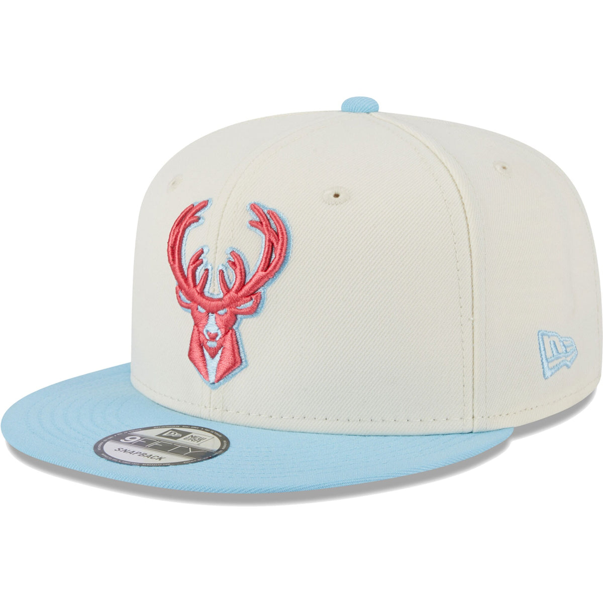 Milwaukee Bucks New Era 2-Tone Color Pack 9FIFTY Snapback Hat - White/Powder Blue