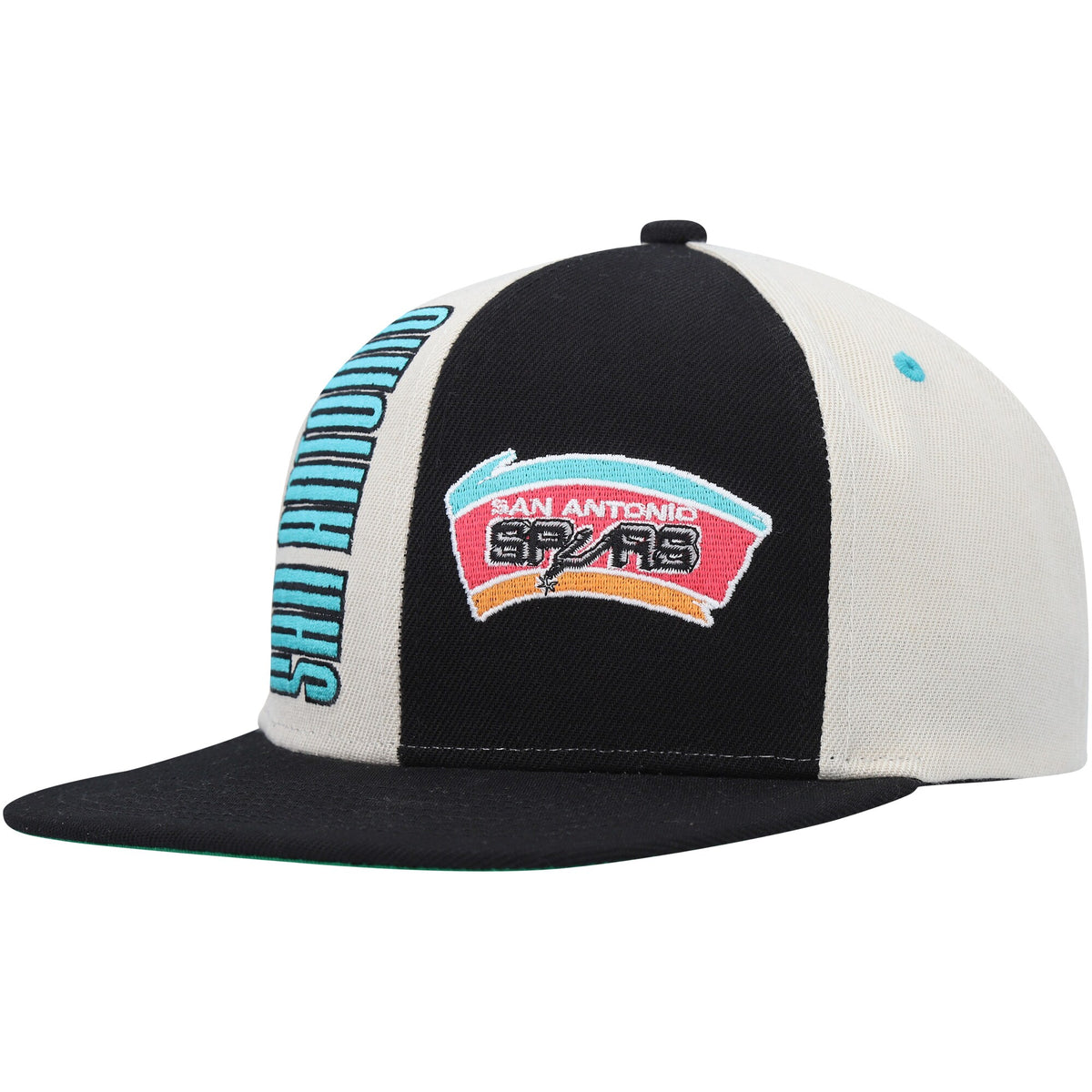 San Antonio Spurs Mitchell & Ness Hardwood Classics Pop Snapback Hat - Cream/Black