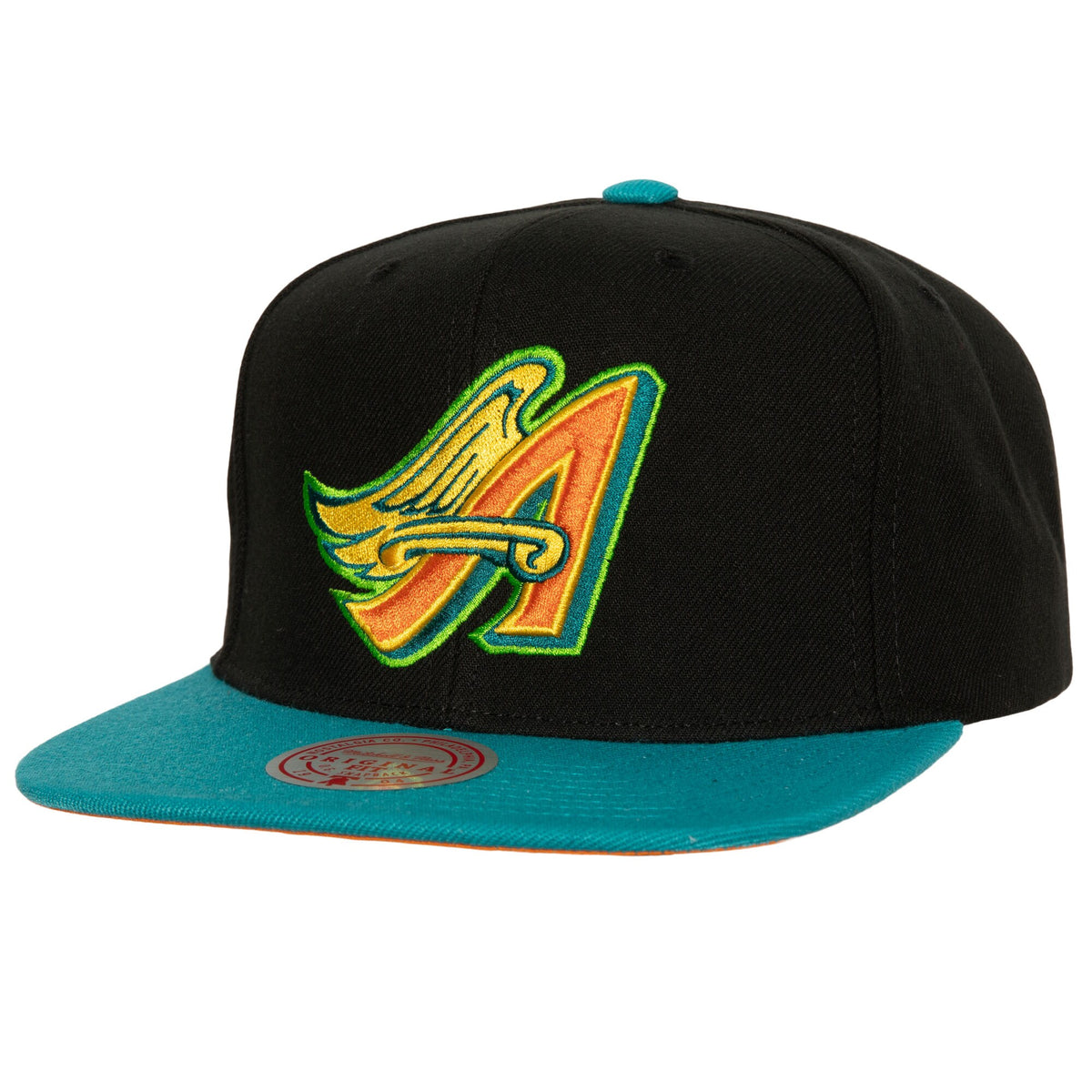 Los Angeles Angels Mitchell & Ness Citrus Cooler Snapback Hat - Black/Teal