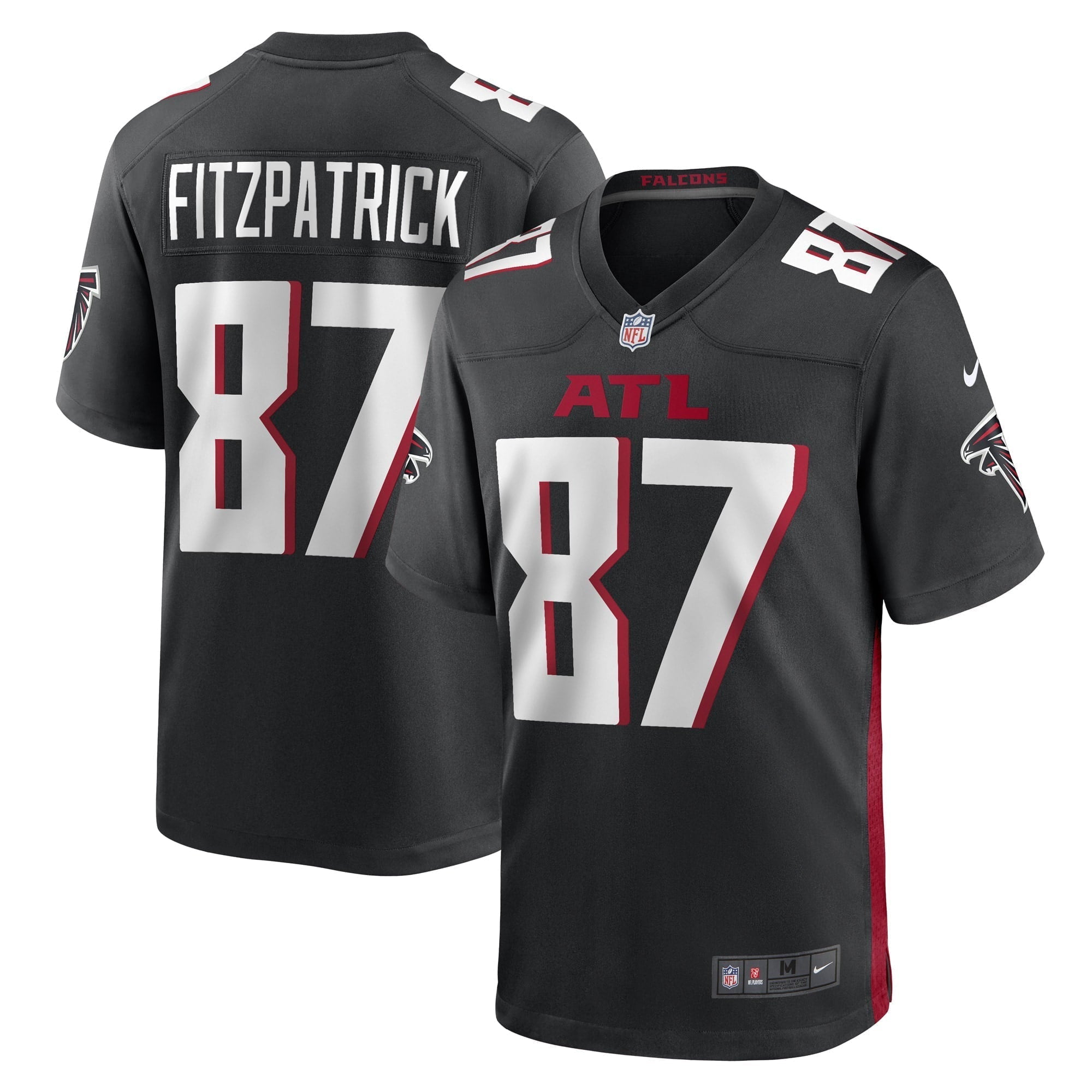 Men s Nike Black John FitzPatrick Atlanta Falcons Game Player Jersey