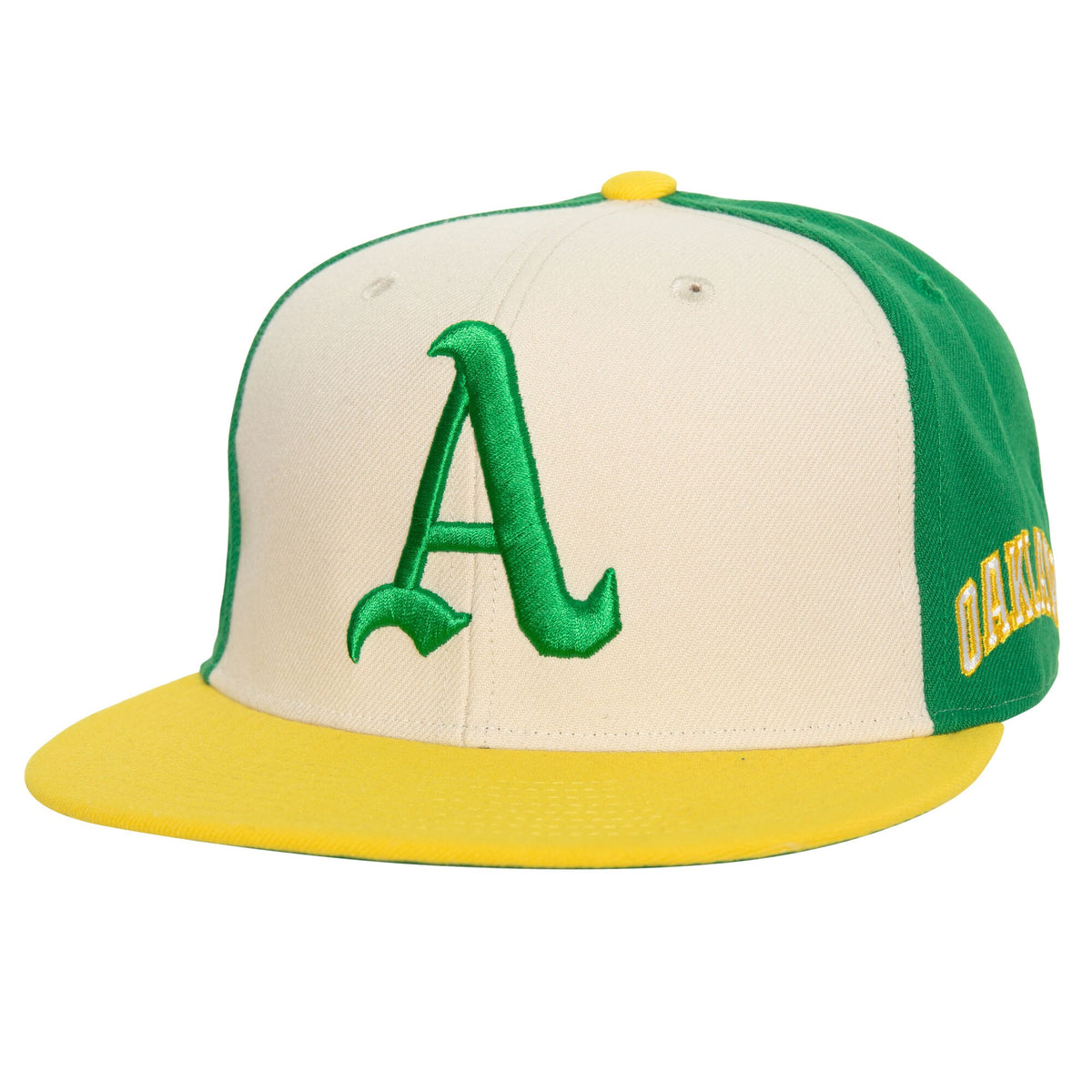 Oakland Athletics Mitchell & Ness 40 Years Homefield Fitted Hat - Cream/Gold