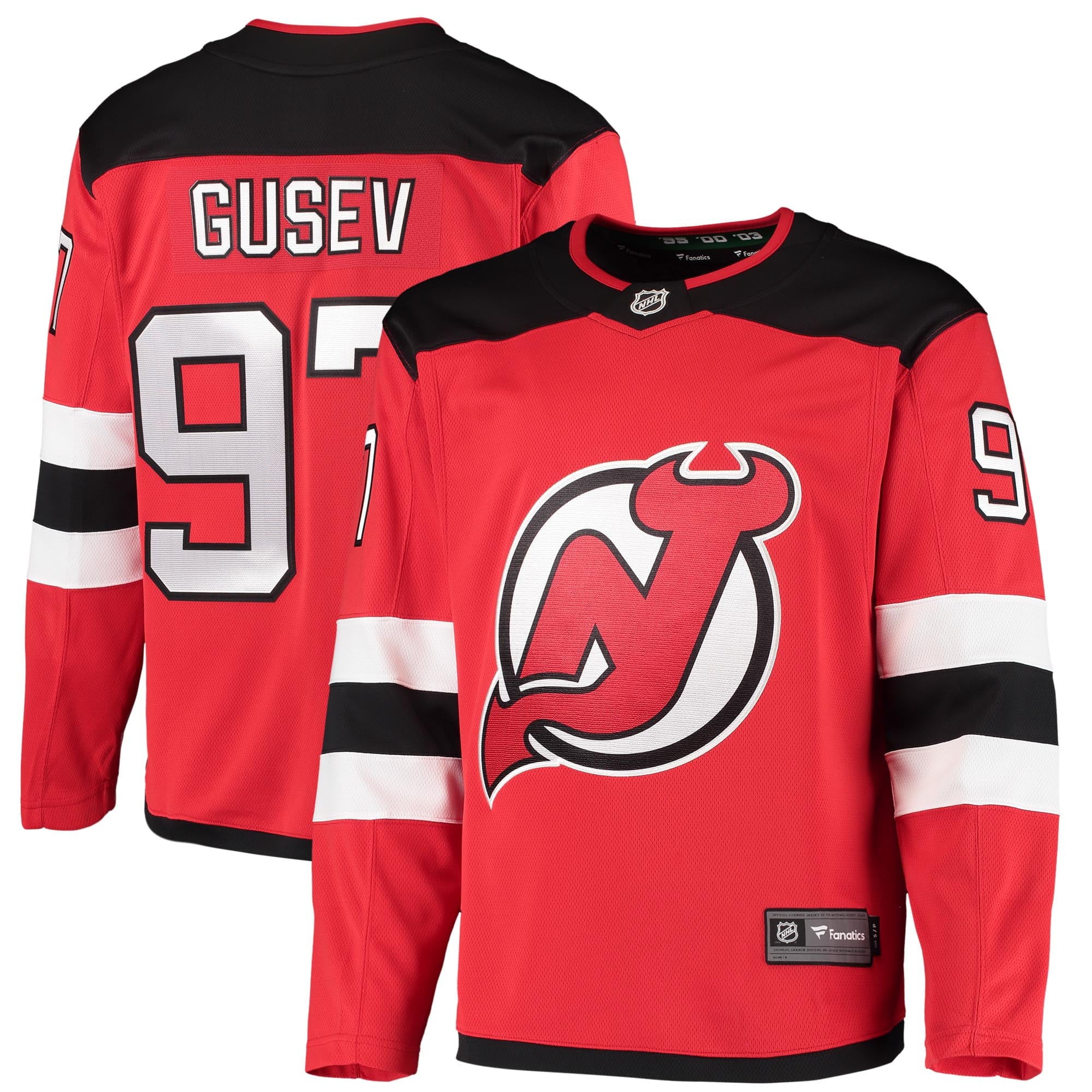 Men's Fanatics Branded Nikita Gusev Red New Jersey Devils 2020/21 Home Breakaway Player Jersey