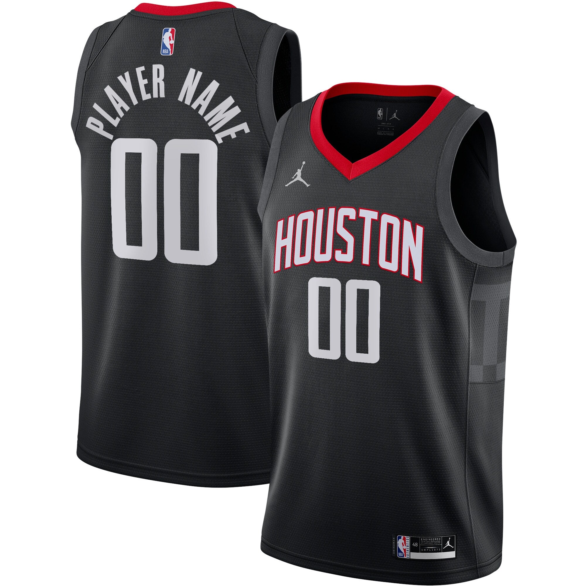 Houston Rockets Jordans Brand Swingman Custom Jersey - Statement Edition - Black