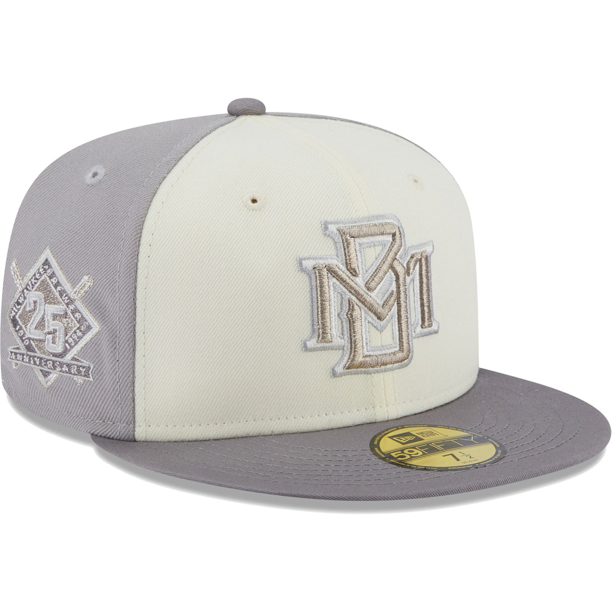 Milwaukee Brewers New Era Chrome Anniversary 59FIFTY Fitted Hat - Cream/Gray