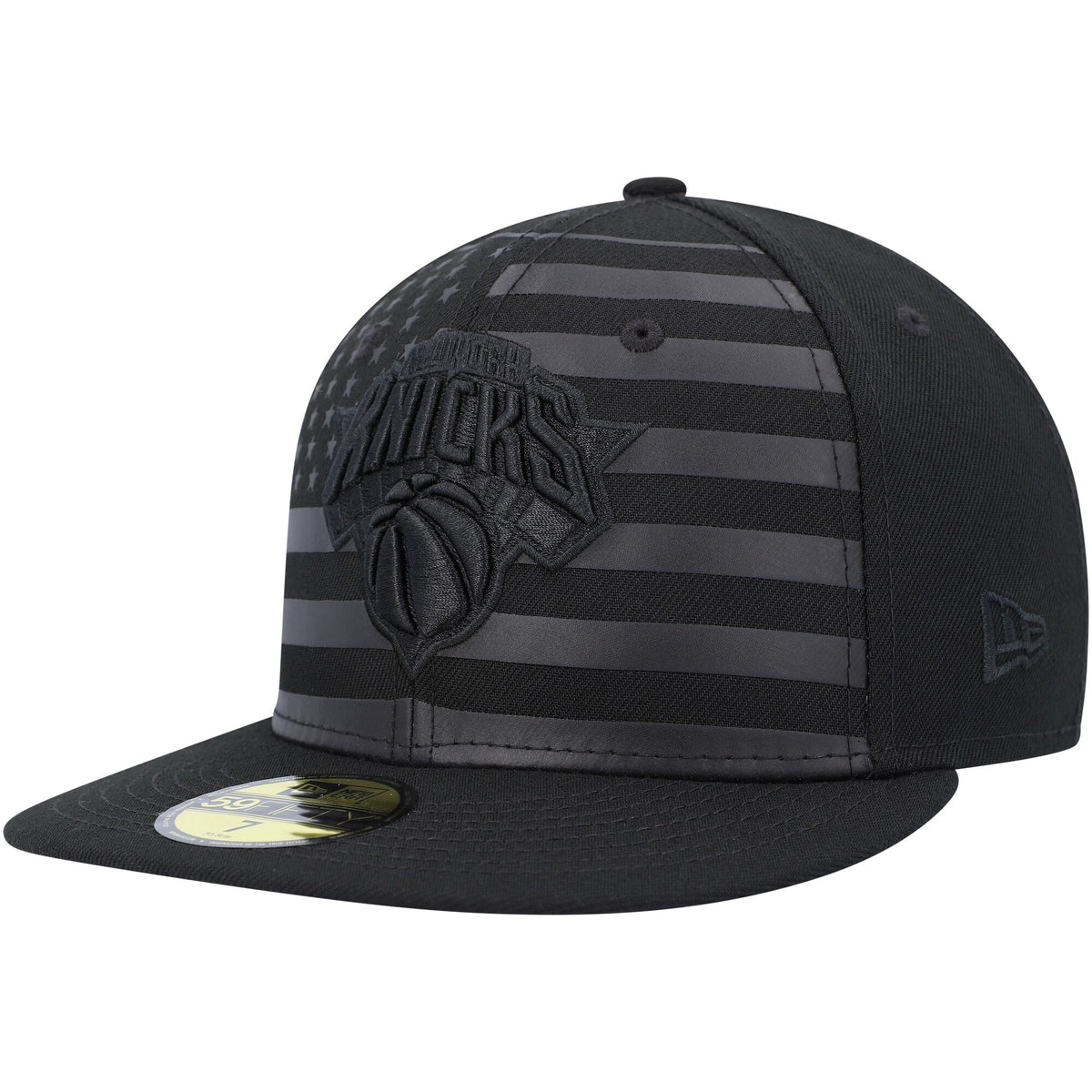 New York Knicks New Era Black on Black Tonal Flag 59FIFTY Fitted Hat
