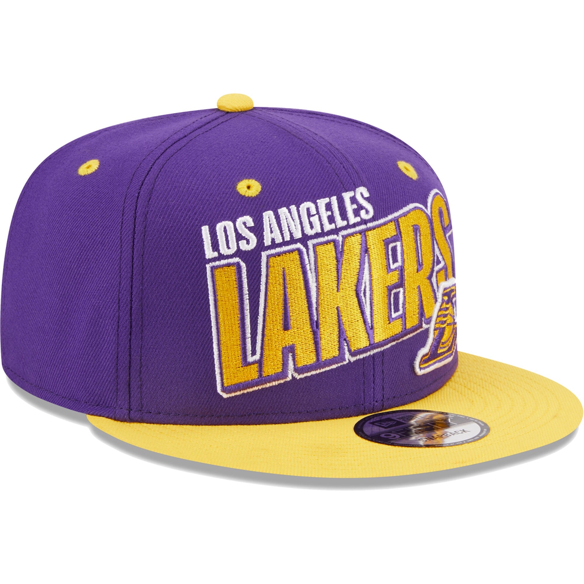 Los Angeles Lakers New Era Stacked Slant 2-Tone 9FIFTY Snapback Hat - Purple/Gold
