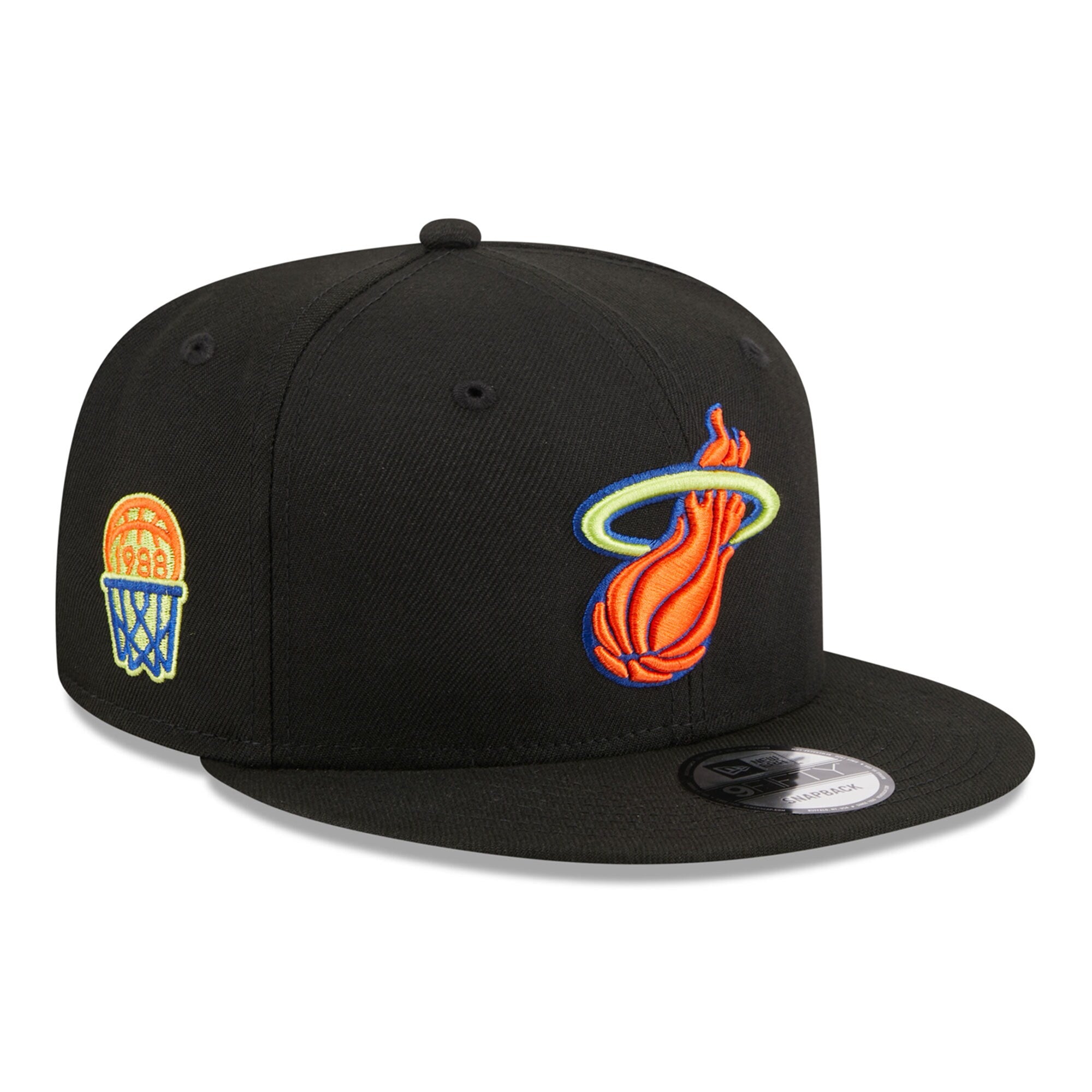 Miami Heat New Era Neon Pop 9FIFTY Snapback Hat - Black