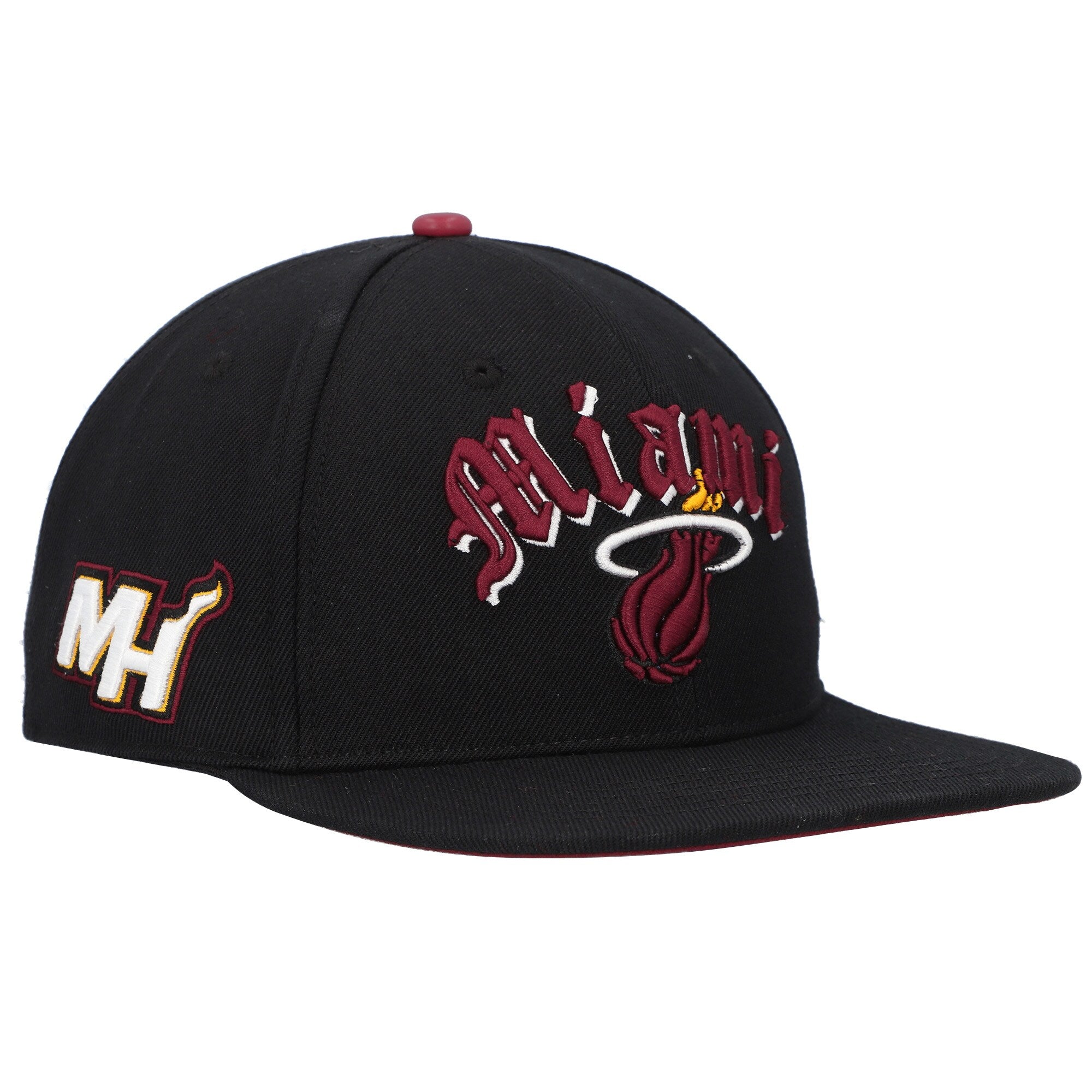Miami Heat Pro Standard Old English Snapback Hat - Black