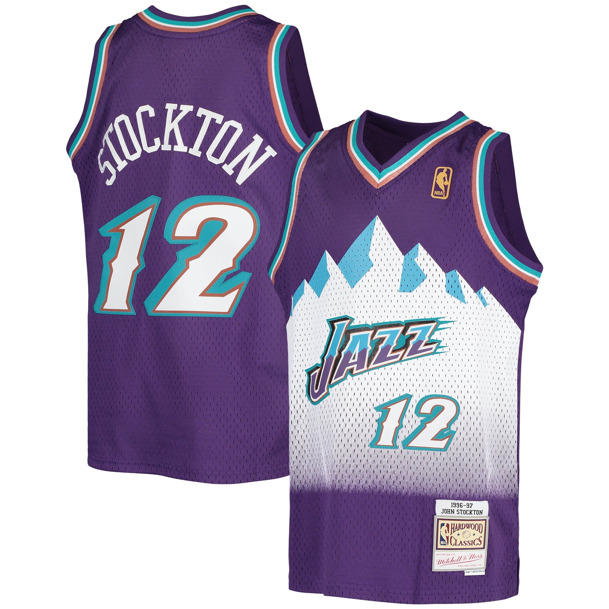 John Stockton Utah Jazz Mitchell & Ness Youth 1991-92 Hardwood Classics Swingman Throwback Jersey - Purple