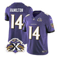 Men s Baltimore Ravens Kyle Hamilton Purple 2023 F.U.S.E With Patch Throwback Vapor Limited Stitched Jersey