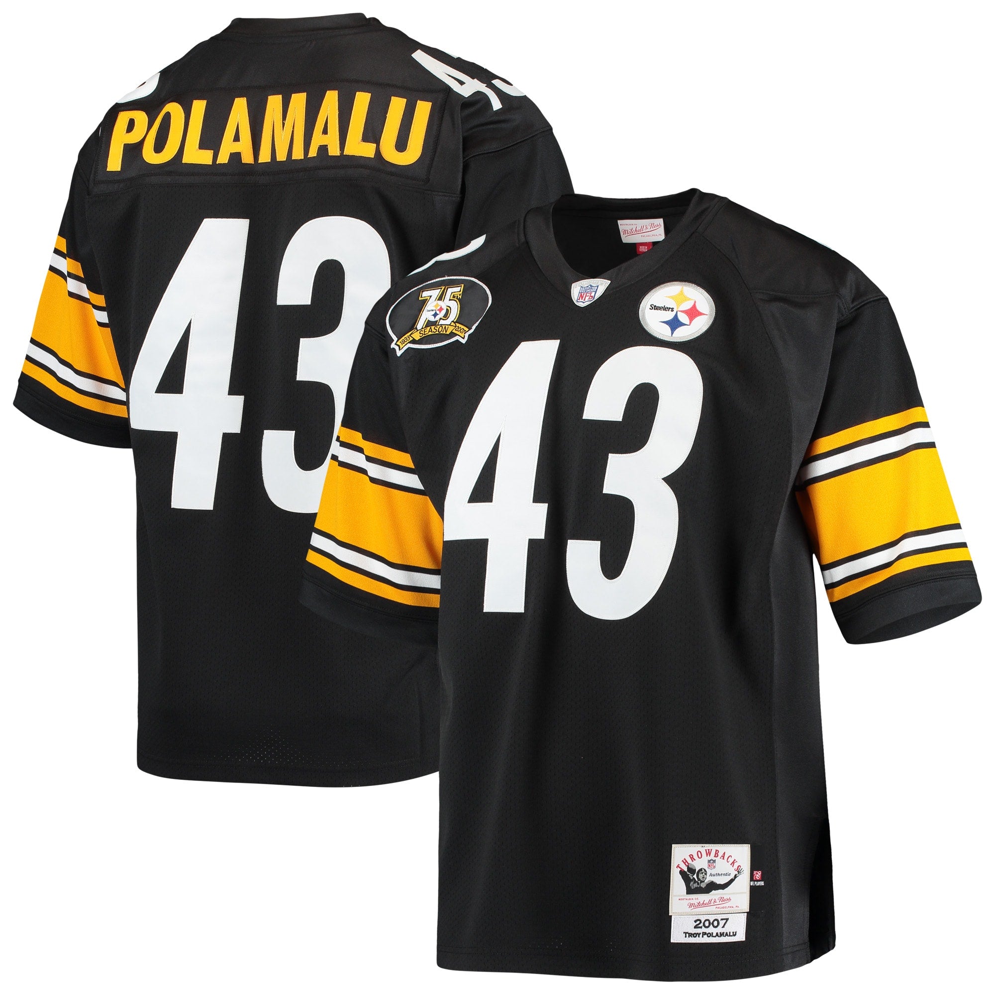 Troy Polamalu Pittsburgh Steelers Mitchell   Ness 2007 Authentic Retired Player Jersey   Black