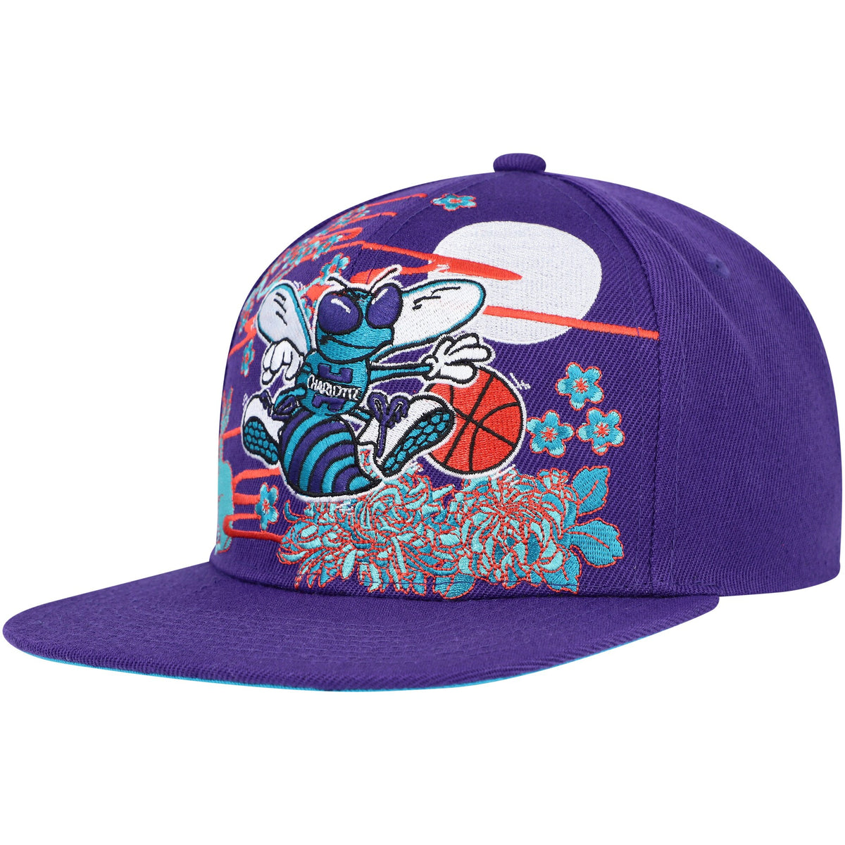 Charlotte Hornets Mitchell & Ness Hardwood Classics Asian Heritage Scenic Snapback Hat - Purple