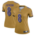 Lamar Jackson Baltimore Ravens Nike Women s Inverted Legend Jersey   Gold