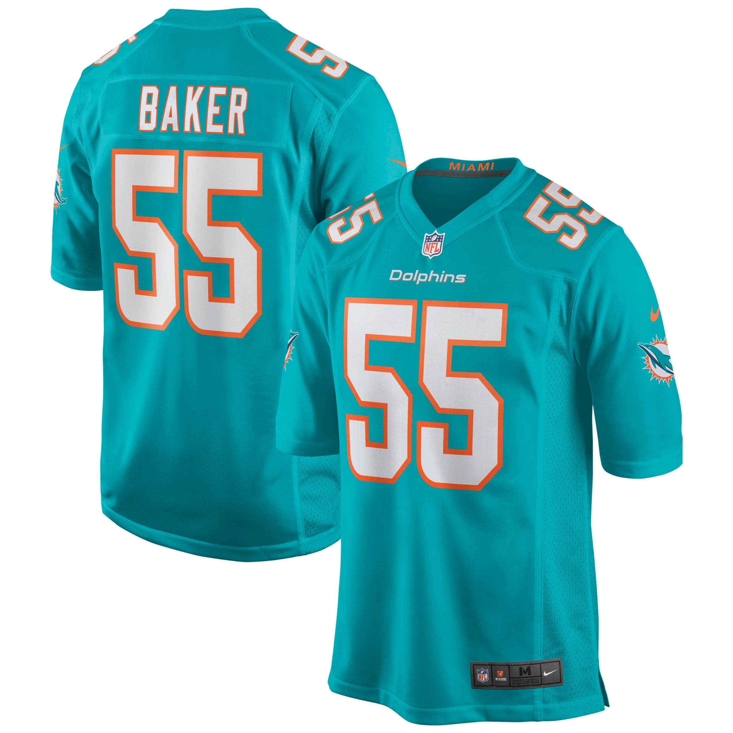 Jerome Baker Miami Dolphins Nike Game Jersey   Aqua