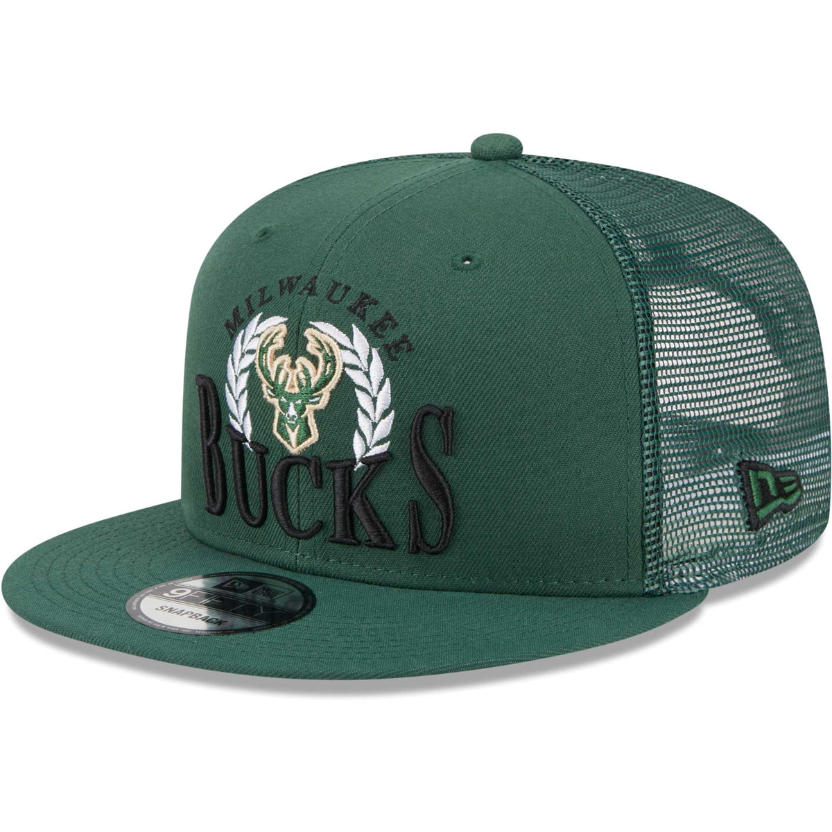 Milwaukee Bucks New Era Bold Laurels 9FIFTY Snapback Hat - Hunter Green