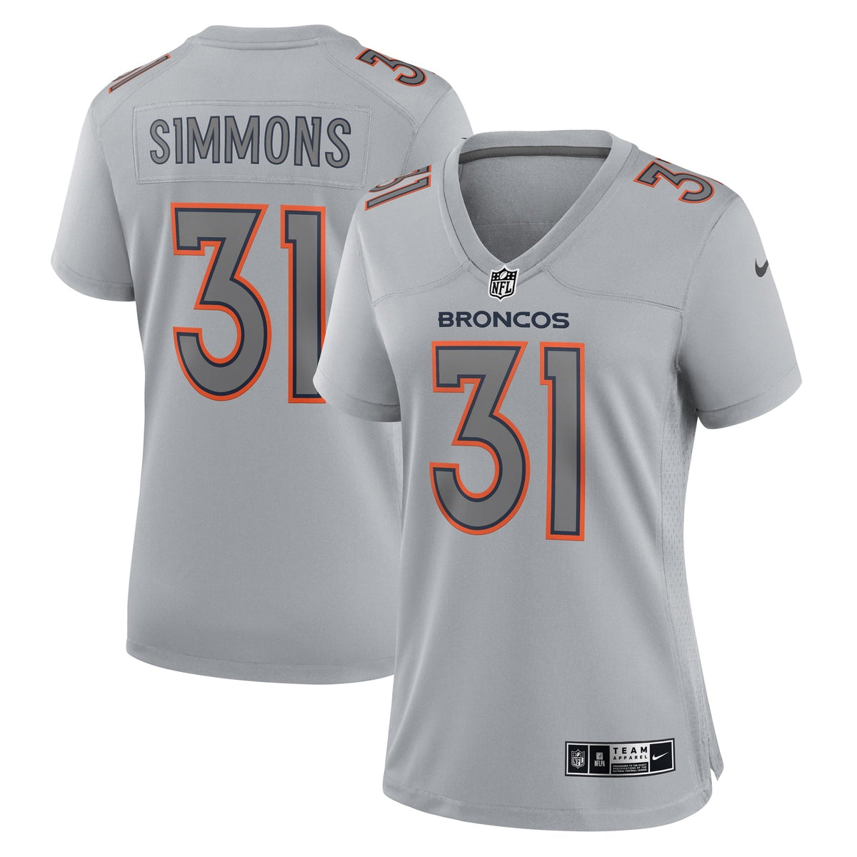 Women s Nike Justin Simmons Gray Denver Broncos Atmosphere Fashion Game Jersey