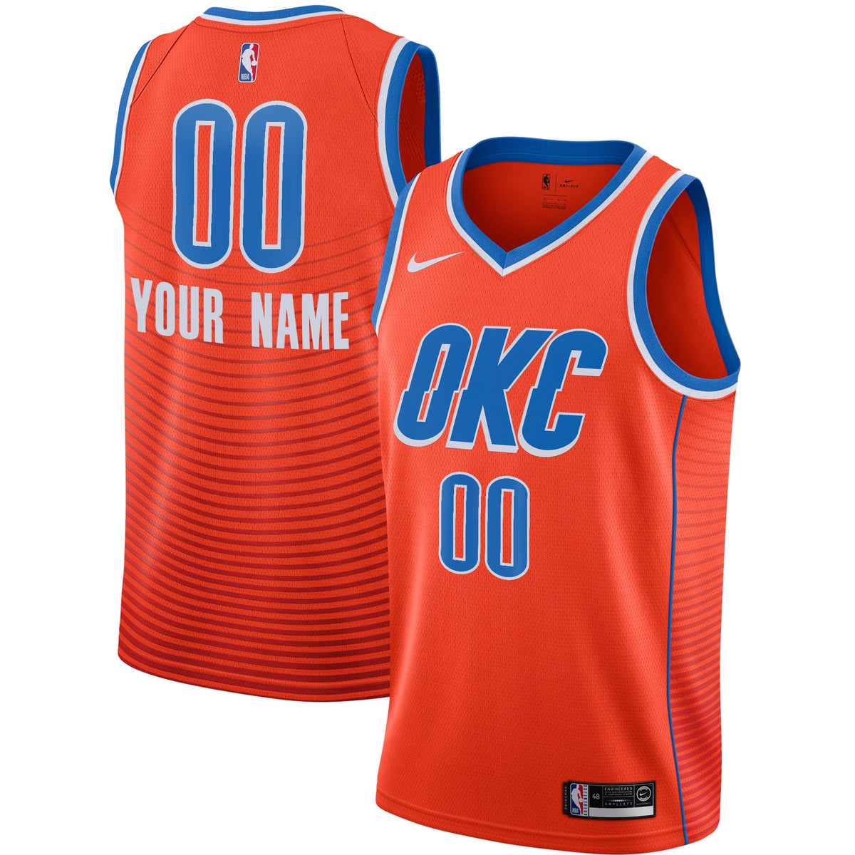 Oklahoma City Thunder Jordans Brand Swingman Custom Jersey - Statement Edition - Orange