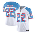 Men s Tennessee Titans Derrick Henry White Blue 2023 F.U.S.E. Vapor Limited Throwback Stitched Jersey