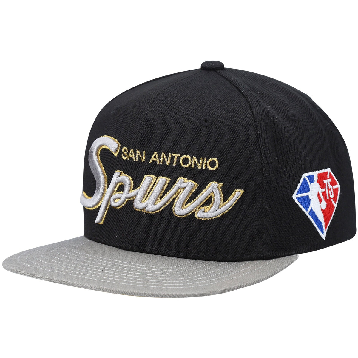 San Antonio Spurs Mitchell & Ness NBA 75th Anniversary Snapback Hat - Black
