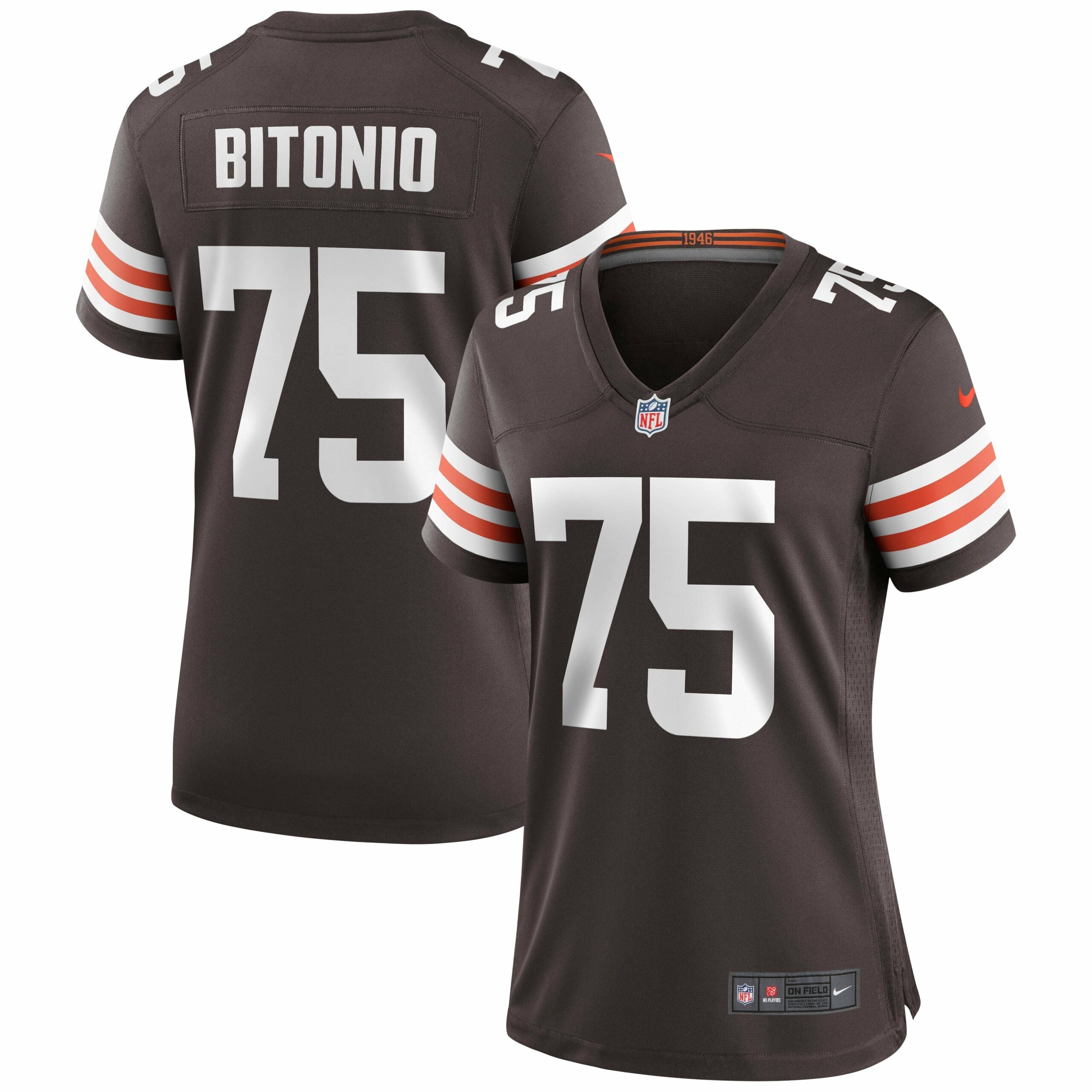 Women s Nike Joel Bitonio Brown Cleveland Browns Game Jersey