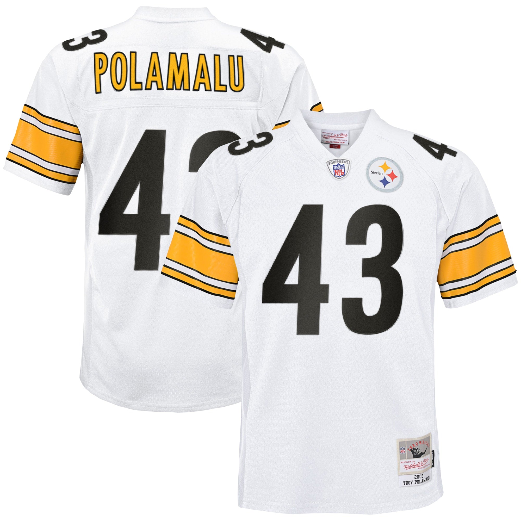 Troy Polamalu Pittsburgh Steelers Mitchell   Ness Youth 2005 Retired Player Legacy Jersey   White