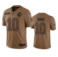 Men s New England Patriots Mac Jones 2023 Brown Salute To Service Limited Stitched Jersey