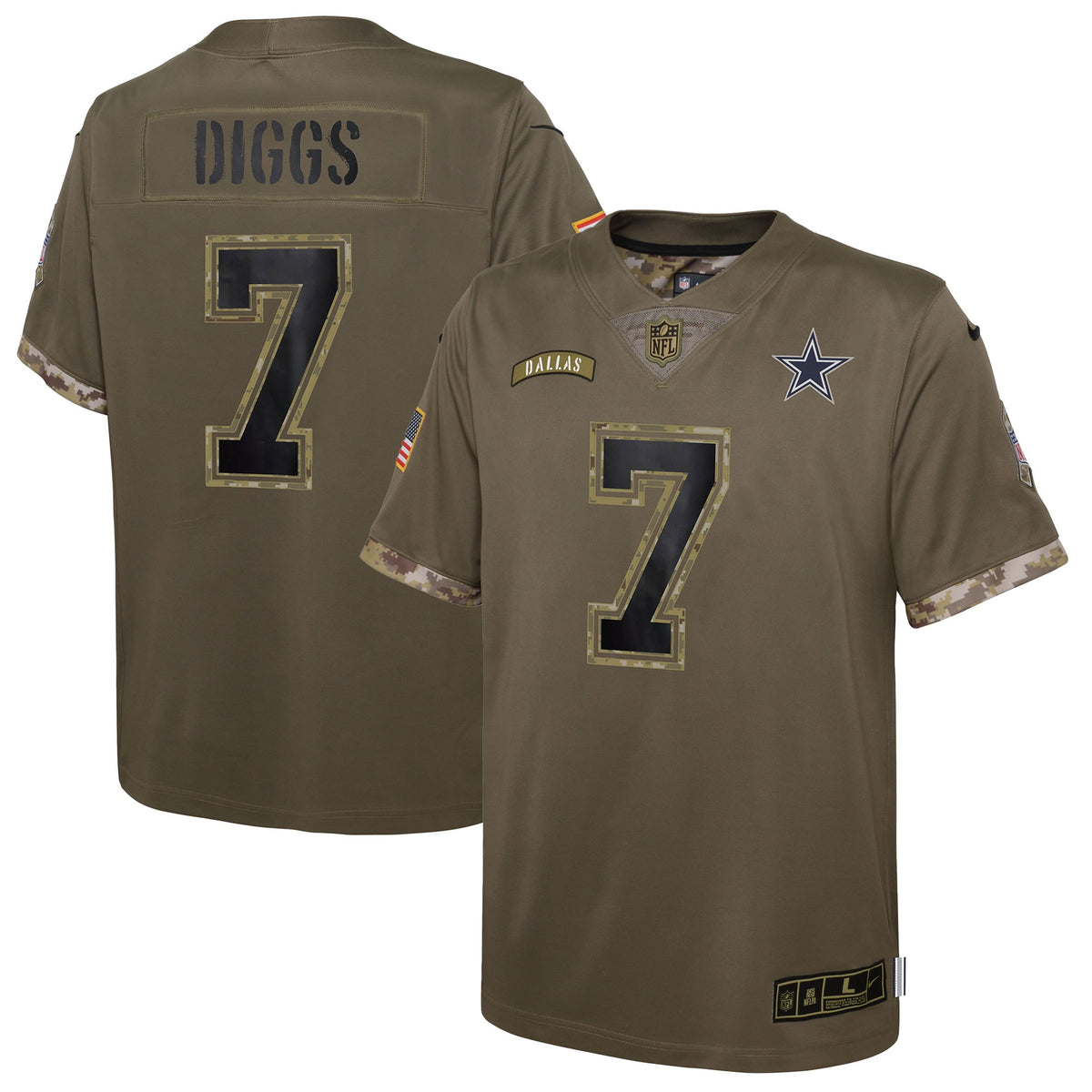 Trevon Diggs Dallas Cowboys Nike Youth 2022 Salute To Service Player Limited Jersey   Olive