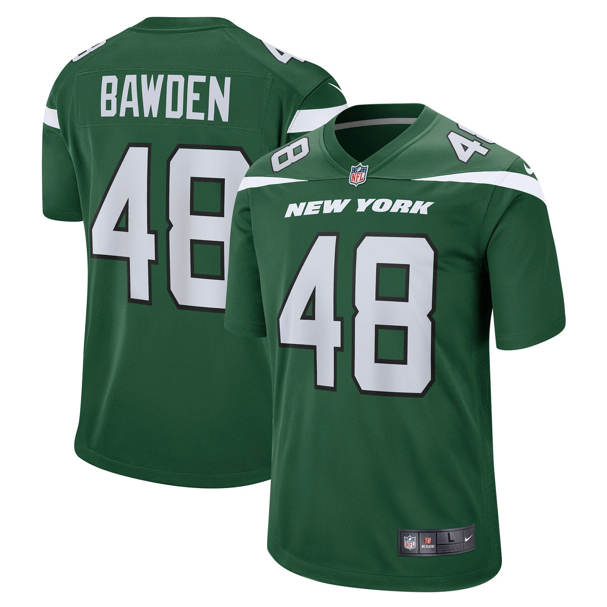 Men s Nike Nick Bawden Gotham Green New York Jets Game Player Jersey