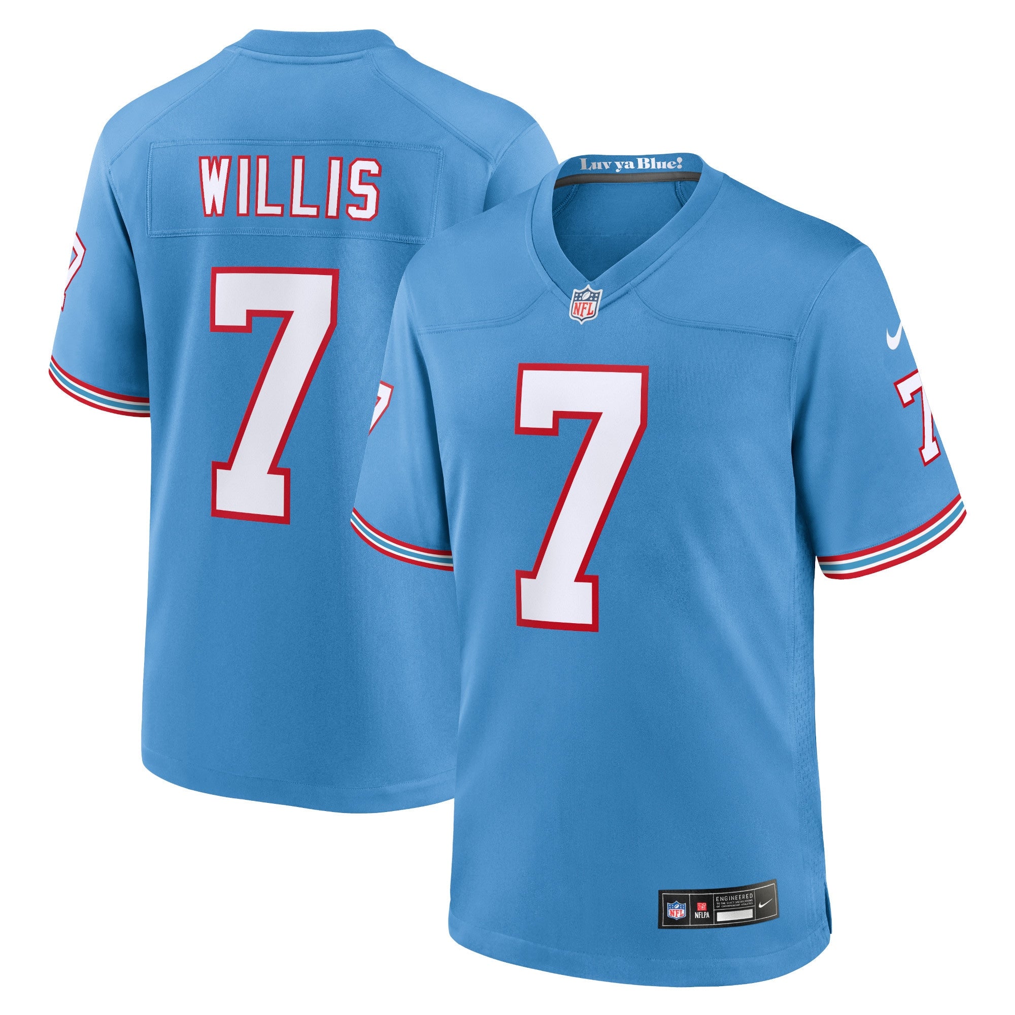 Malik Willis Tennessee Titans Nike Oilers Throwback Alternate Game Player Jersey   Light Blue