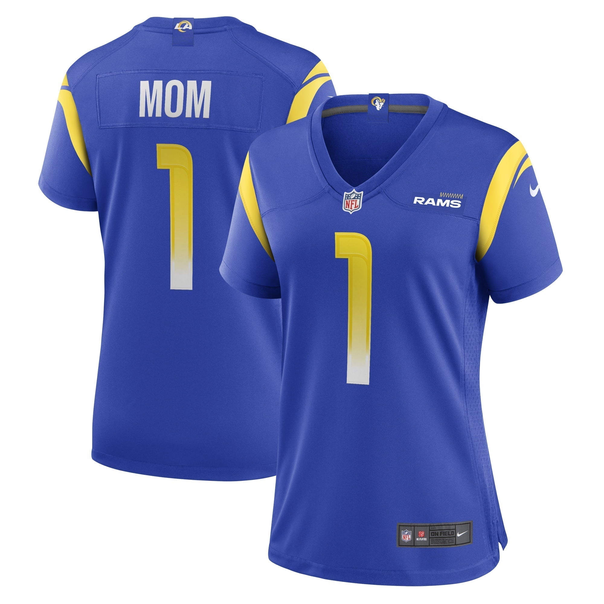 Women s Nike Number 1 Mom Royal Los Angeles Rams Game Jersey